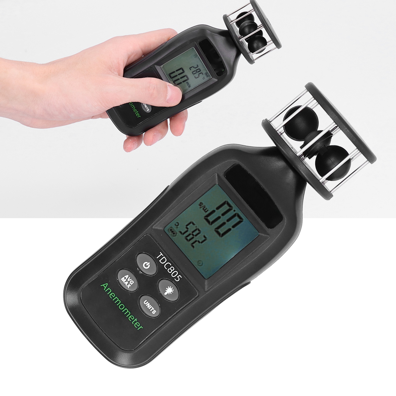 Digitales Anemometer, Dreischalen-turbinenanemometer, Messgerät Für Lufttemperatur Und -volumen, Tragbares Industriemodell Mit Digitalanzeige.