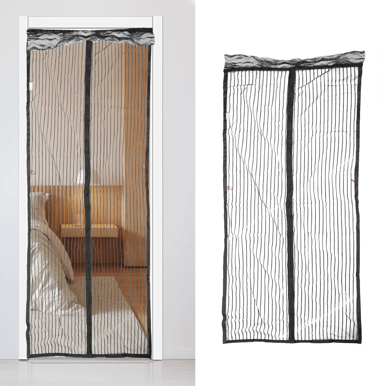Moskitonetz-türvorhang, Selbstklebender Magnet-türvorhang, Staubdichter Vorhang Für Zuhause, Türschutz Mit Klettverschluss Ohne Bohren, Insektenschutz-türvorhang Für Den Sommer, 90 X 210 Cm