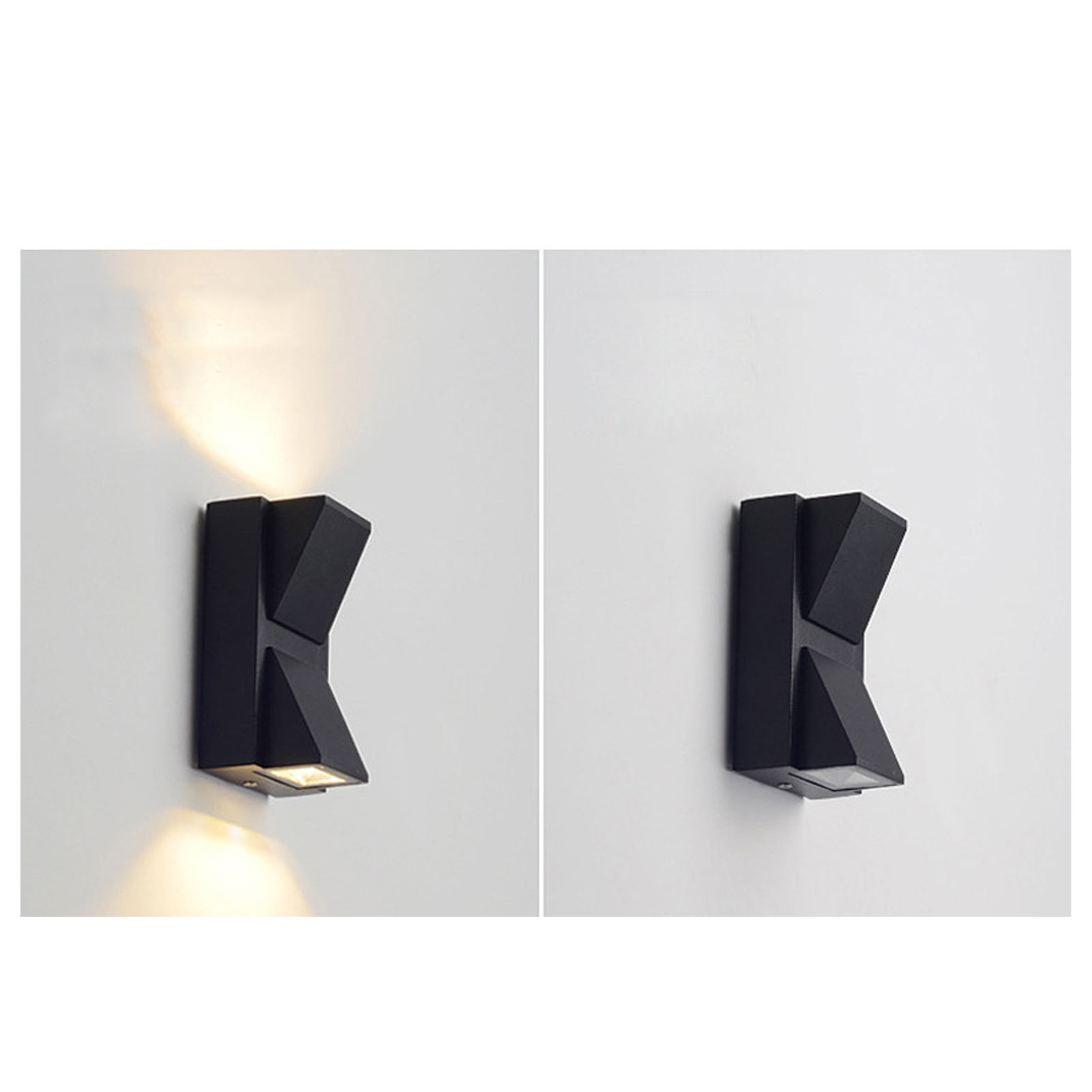 Außenwandleuchte Mit Kunststoffgehäuse, Wasserdicht, Doppelkopf, Beleuchtung Von Oben Und Unten, Aus Abs, Warmes Licht Für Balkone, Terrassen, Flure Und Durchgänge.