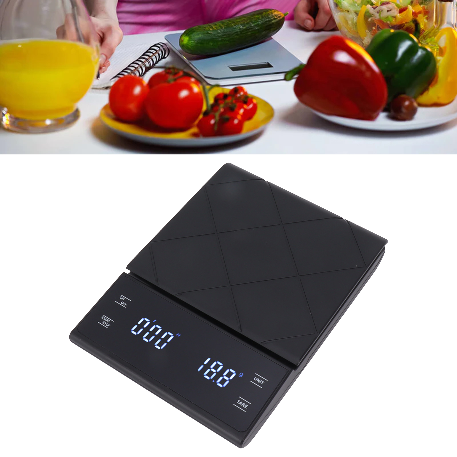 Wasserdichte Küchenwaage 3 Kg/0,1 G Für Filterkaffee, Touchscreen Mit Timer, Elektronische Waage 3 Kg/0,1 G