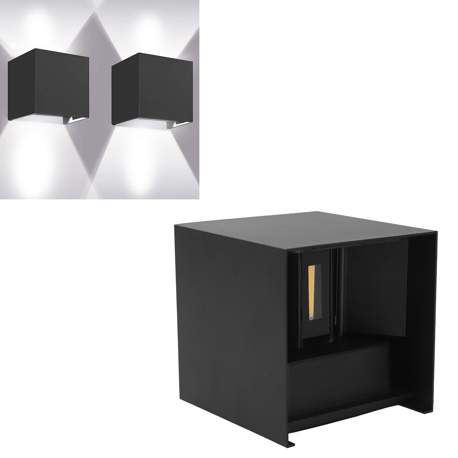 Led-wandleuchte, Außenwandleuchte, Quadratisches Aluminium, Beleuchtung Von Oben Und Unten, Doppelkopf, Dimmbar.
