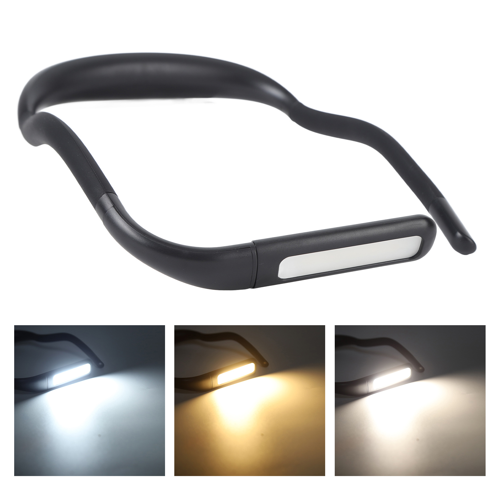 Gh-8 Nackenleuchte, Usb-aufladbar, Leistungsstarke 3-farbige Led-nackenleuchte, Ideal Zum Lesen, Stricken, Campen Und Für Reparaturen (schwarz)