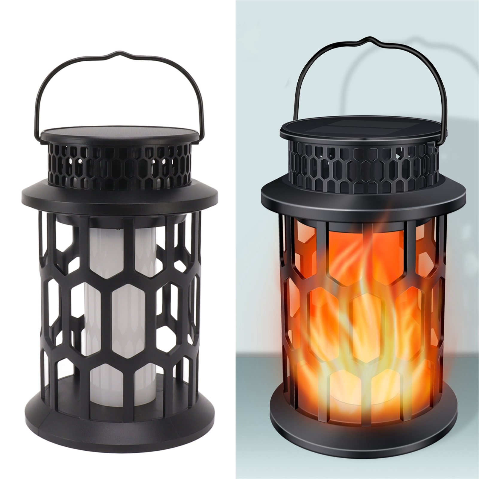 Solarbetriebene Außenhofleuchte, 28 Led-flammenlaterne, Durchbrochene Lampe, Wasserdichte Wandleuchte, Rasenstrahler Zum Einstecken In Den Boden.