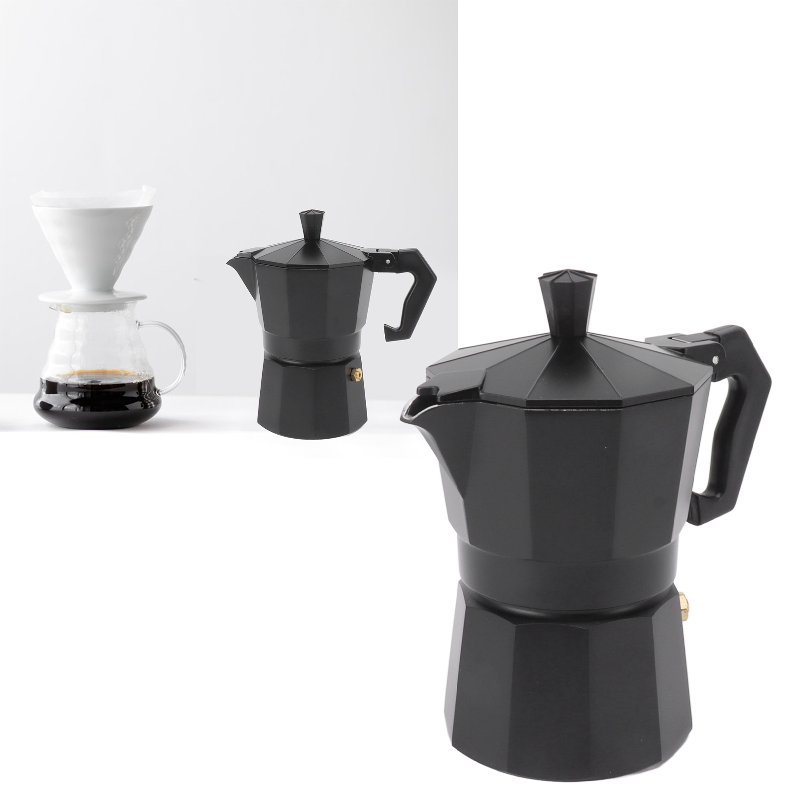 Italienische Kaffeemaschine, Moka-kanne, Filterkaffeemaschine, Schwarze Moka-kanne, 150 Ml