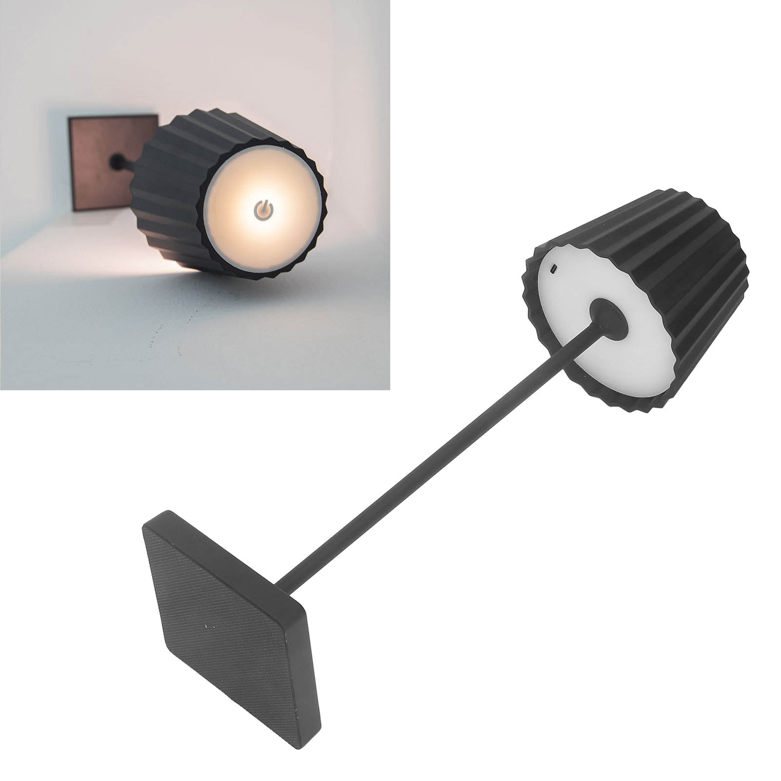 Kabellose, Wiederaufladbare Led-tischleuchte, Theken-/esstischleuchte, Moderne Minimalistische Nachttisch-leseleuchte, Metall-touch-tischleuchte, Kreative Tischleuchte Für Restaurantambiente, Schwarz.