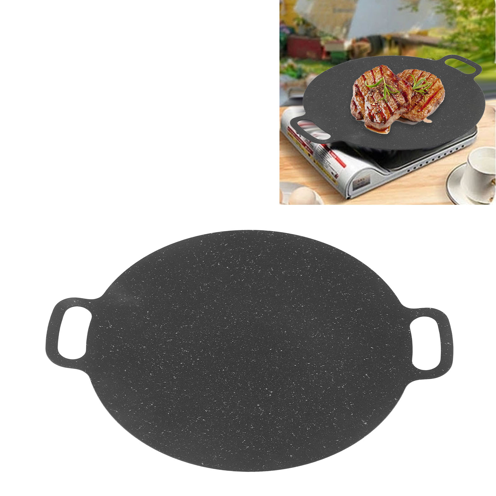 Kleine Koreanische Grillpfanne Für Barbecue, Induktionsgeeignet, Antihaftbeschichtet, Für Teppanyaki Im Freien, 28 Cm.