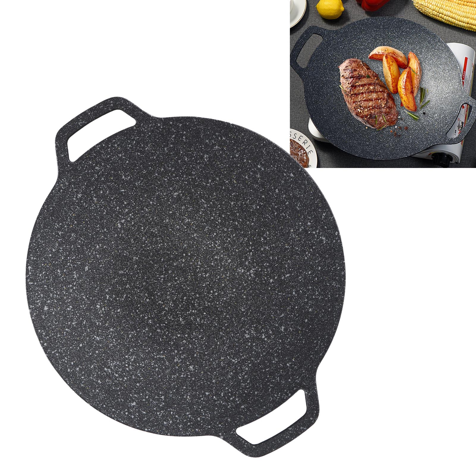 Antihaft-grillpfanne Im Koreanischen Stil, Teppanyaki-grill Für Den Außenbereich, Gasbetrieb, Inklusive Aufbewahrungstasche Aus Oxford-material (34 Cm).
