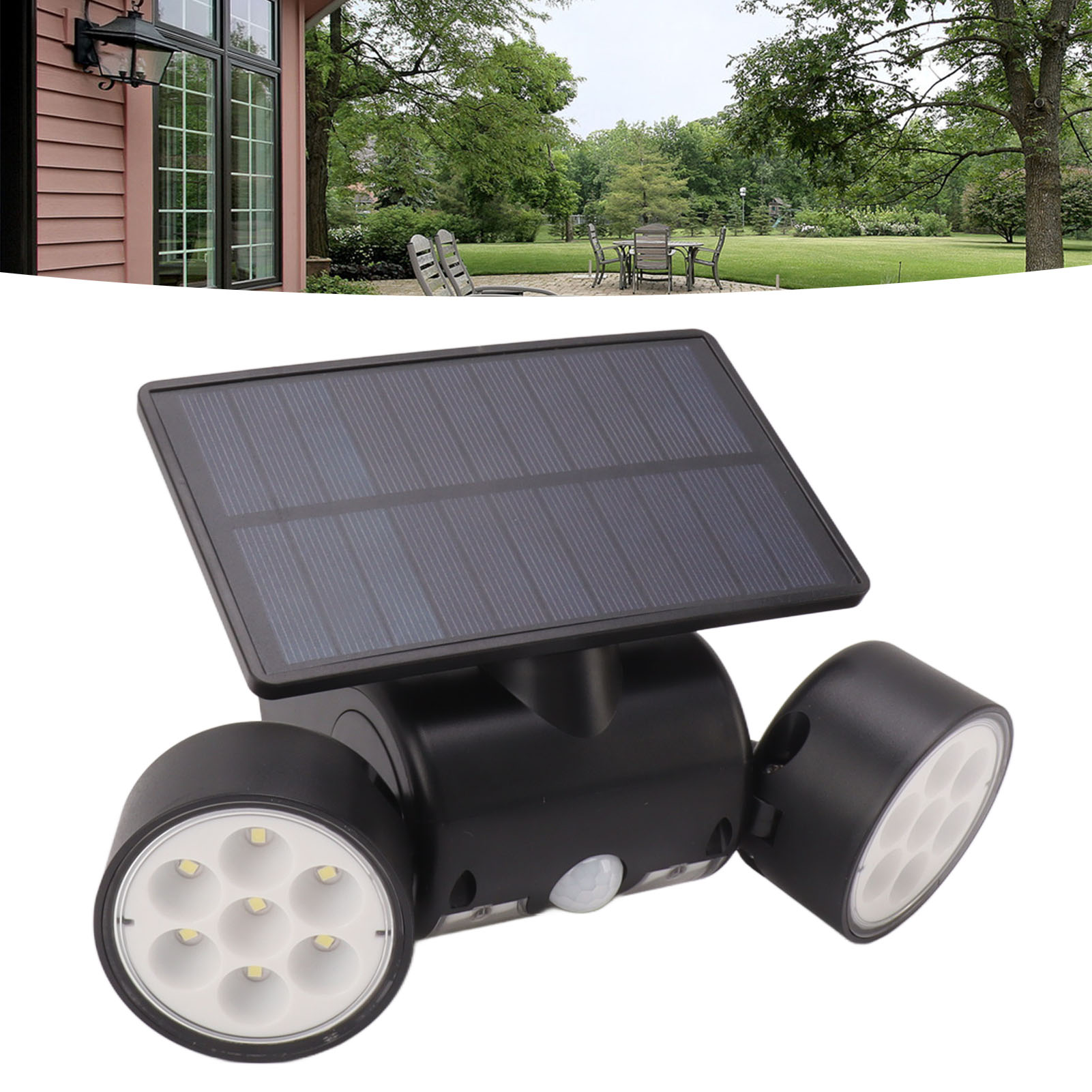 Solar-außenstrahler Mit Doppelt Drehbarem Rundkopf Und 30 Leds, Für Hof-, Garten- Und Öffentliche Beleuchtung, Mit Präsenzerkennung Doppelt Drehbare Solar-wandleuchte Für Die Landschaftsbeleuchtung.