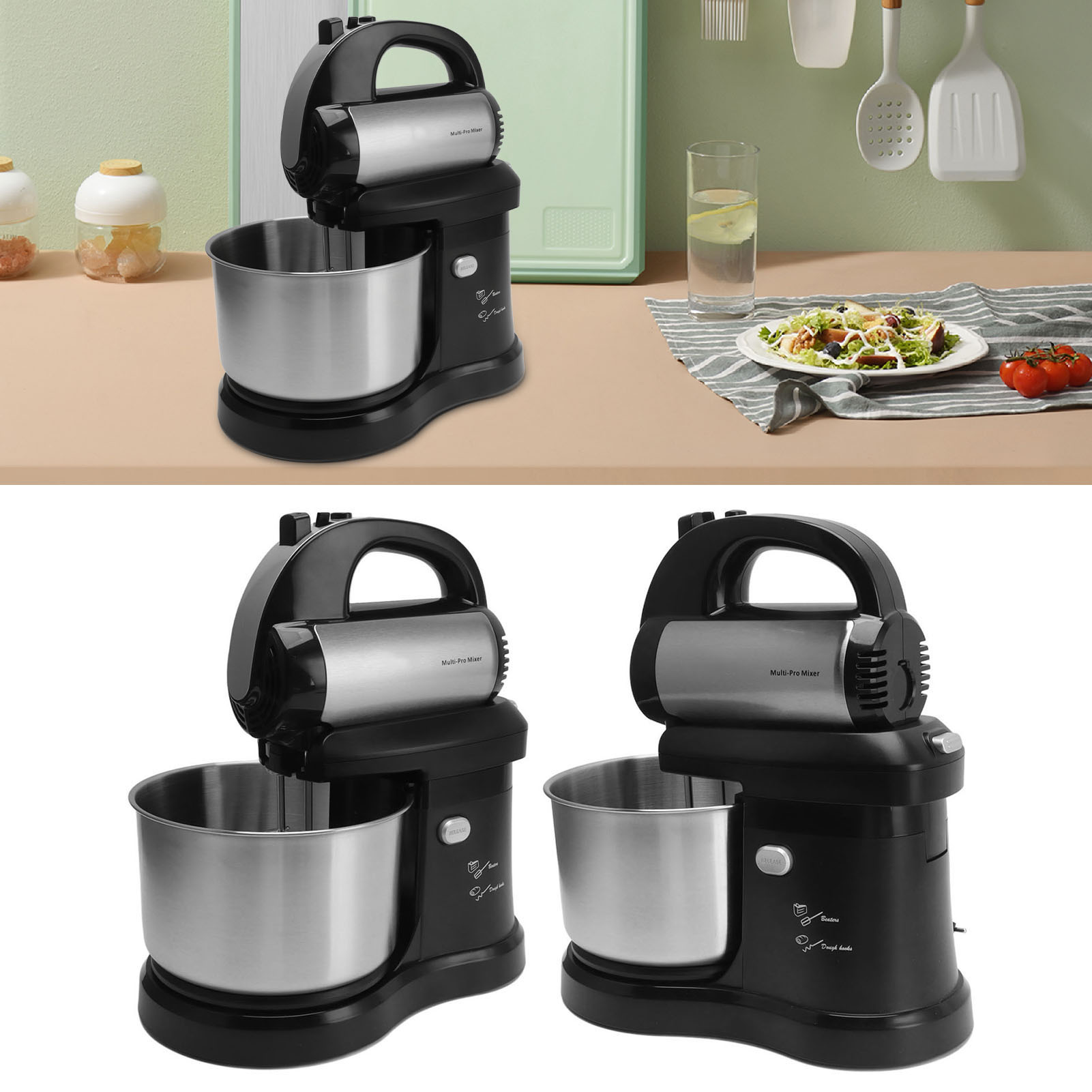 Küchenmaschine Mit 2,5 L Fassungsvermögen, 500 W, Schneebesen, Knethaken, Füllmischer, Europäischer Standard 220 V