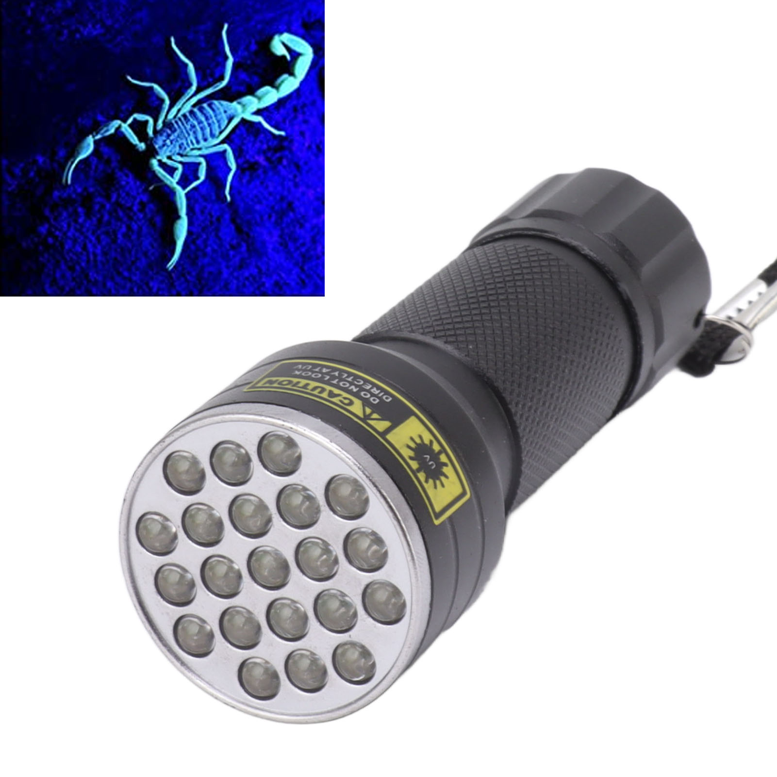 Uv-taschenlampe Mit 21 Leds, 395 Nm Uv-led, Zum Aufspüren Von Skorpionen, Falschgeld, Fluoreszierenden Substanzen Und Austrocknenden Gesichtsmasken.