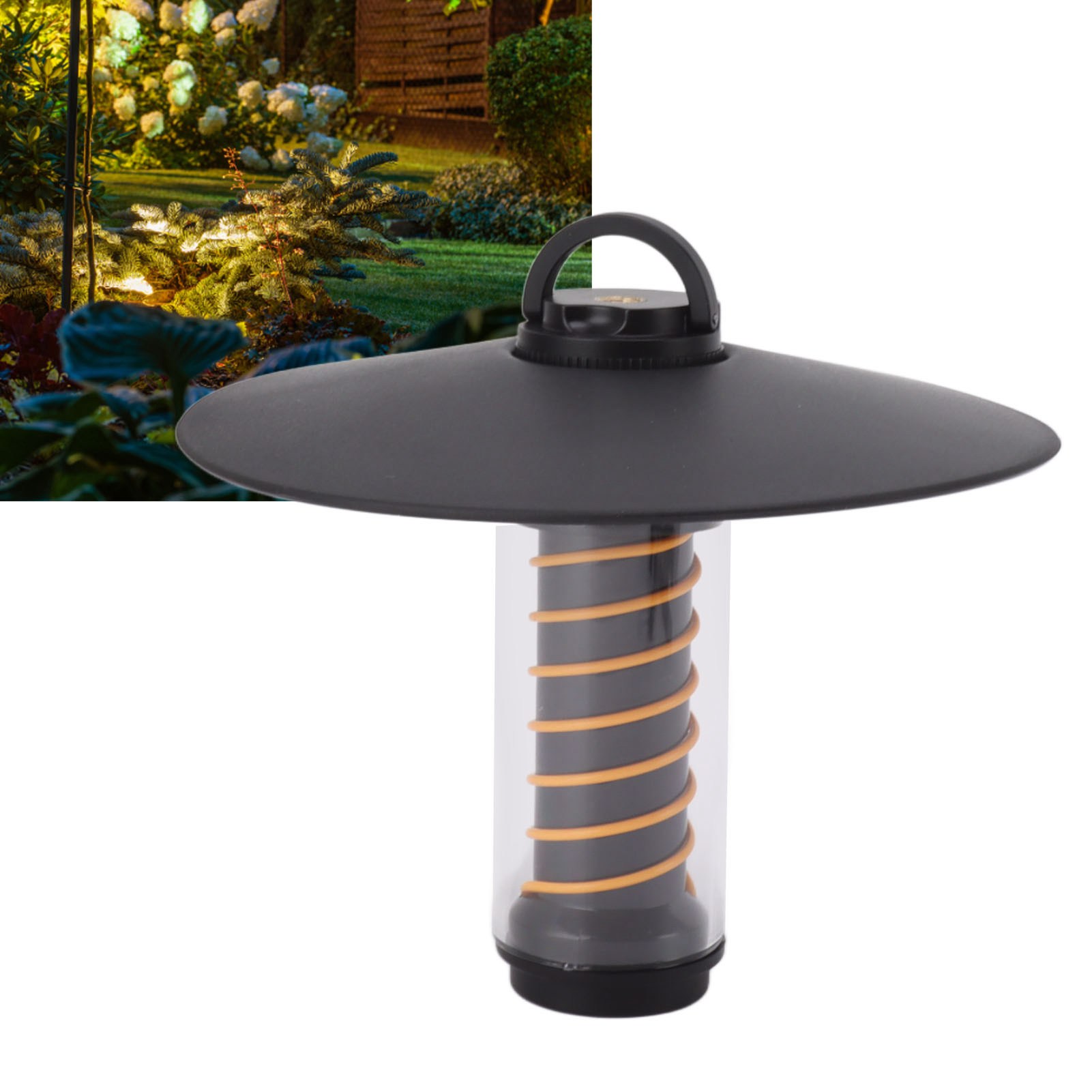 Tragbare Campinglampe, Nachtlicht, Taschenlampe, Stativleuchte, Scheinwerfer, Zeltstimmungslicht, Schwarz.
