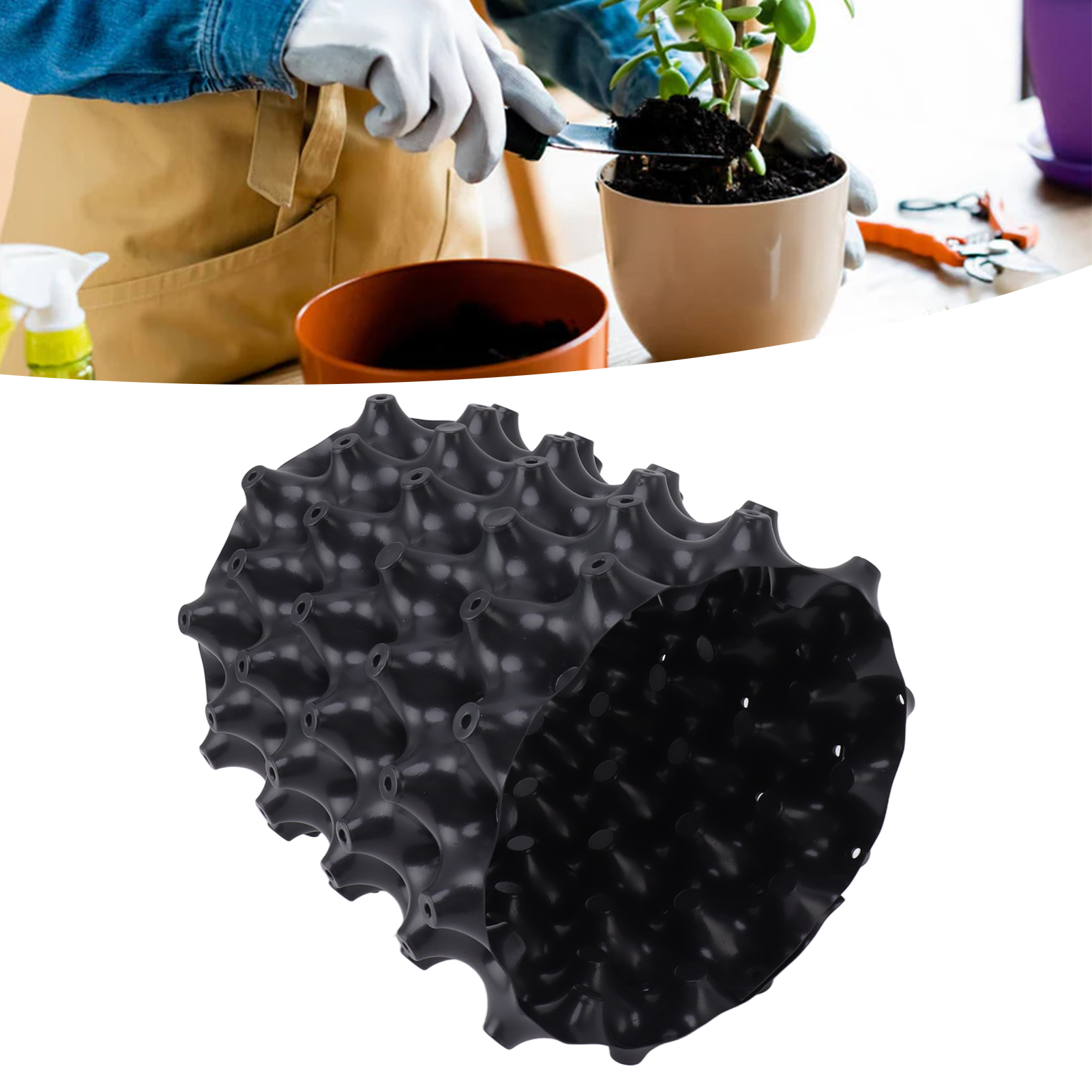 Schwarzer Blumentopf Mit Verbesserter Drainage, Wurzelsperre Und Atmungsaktivem Design Für Schnellwurzelnde Bäume Und Setzlinge, Wurzelkontrolle