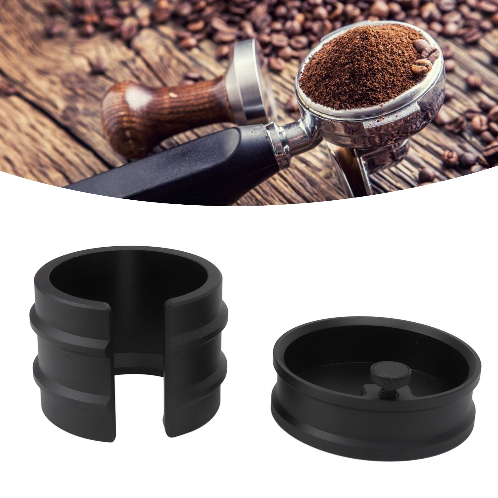 Tragbarer Doppel-tamper (51 Mm/53 Mm/58 Mm) Für Espressomaschinen, Mit Griff Und Ständer, Schwarz