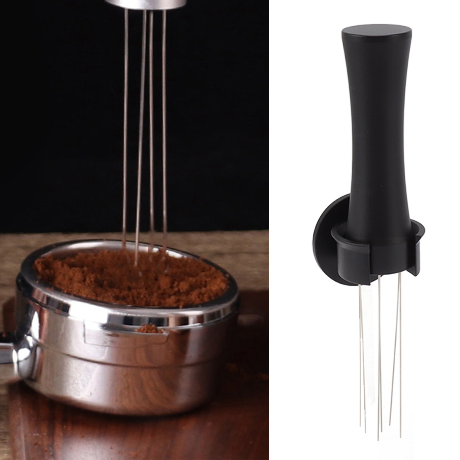 Langer Schwarzer Espressoschwamm Aus Aluminiumlegierung, Kaffeenadel, Pulverbehälter, Pulverbrecher, Nadelrührer, Wandhalterung Für Kaffeemaschinen.