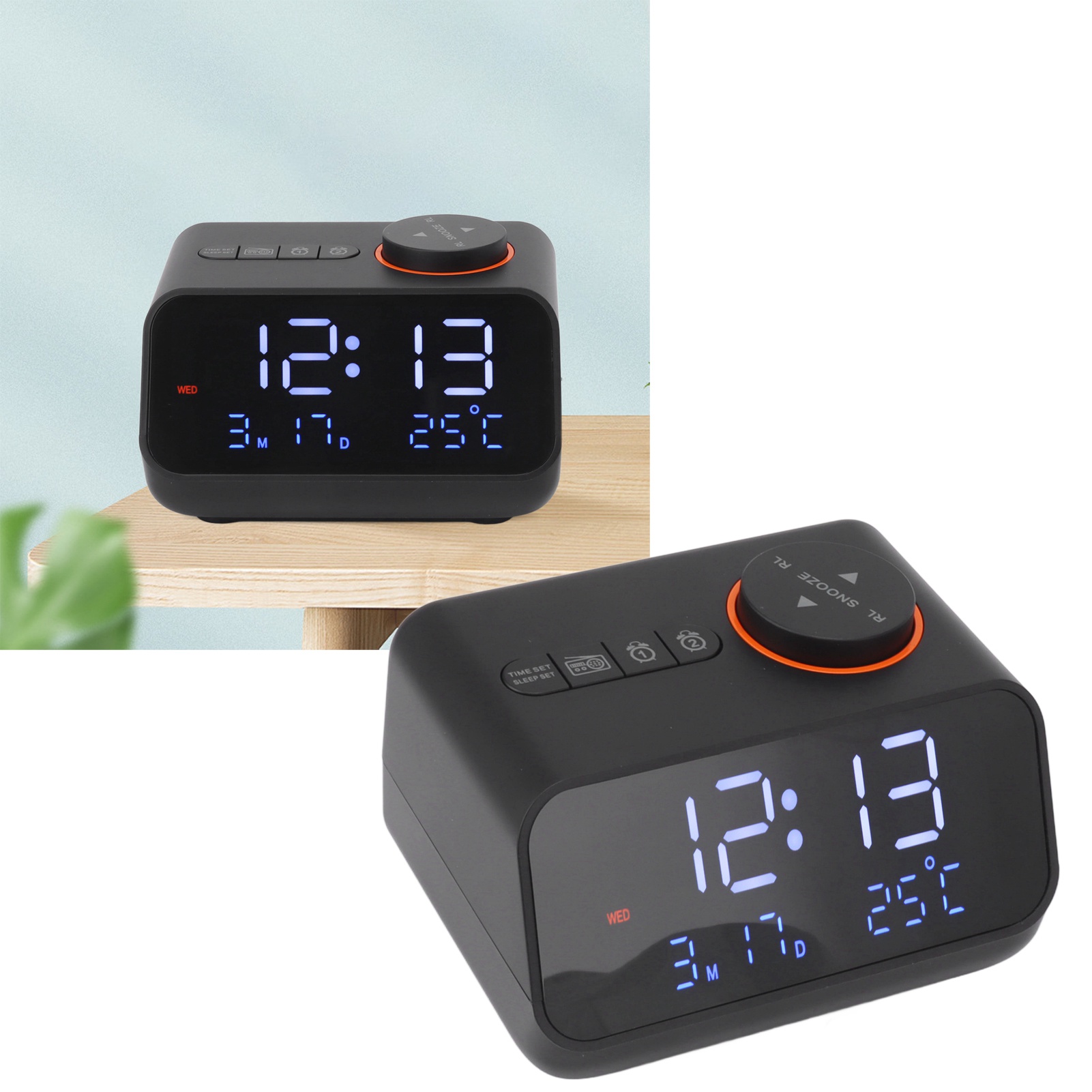 Multifunktionales Led-digitalradio Mit Musikwiedergabe Und Ukw-radio. Einfache Sendersuche Durch Drehen Des Displays. Ideal Für Kinderzimmer, Nachttisch Oder Büro (schwarz).