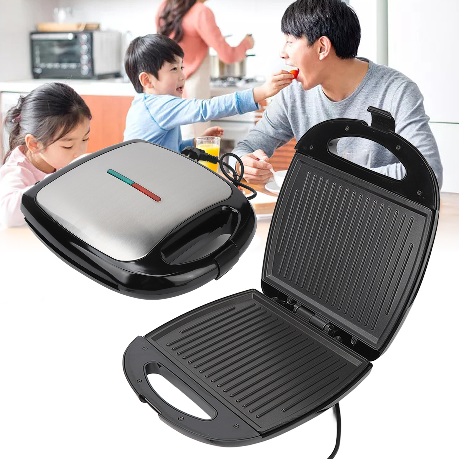 Sandwich-, Panini- Und Steakmaker, Multifunktionstoaster, Elektrisches Frühstücksgerät Mit Doppelt Klappbarem Deckel, Europäischer Standard 220 V