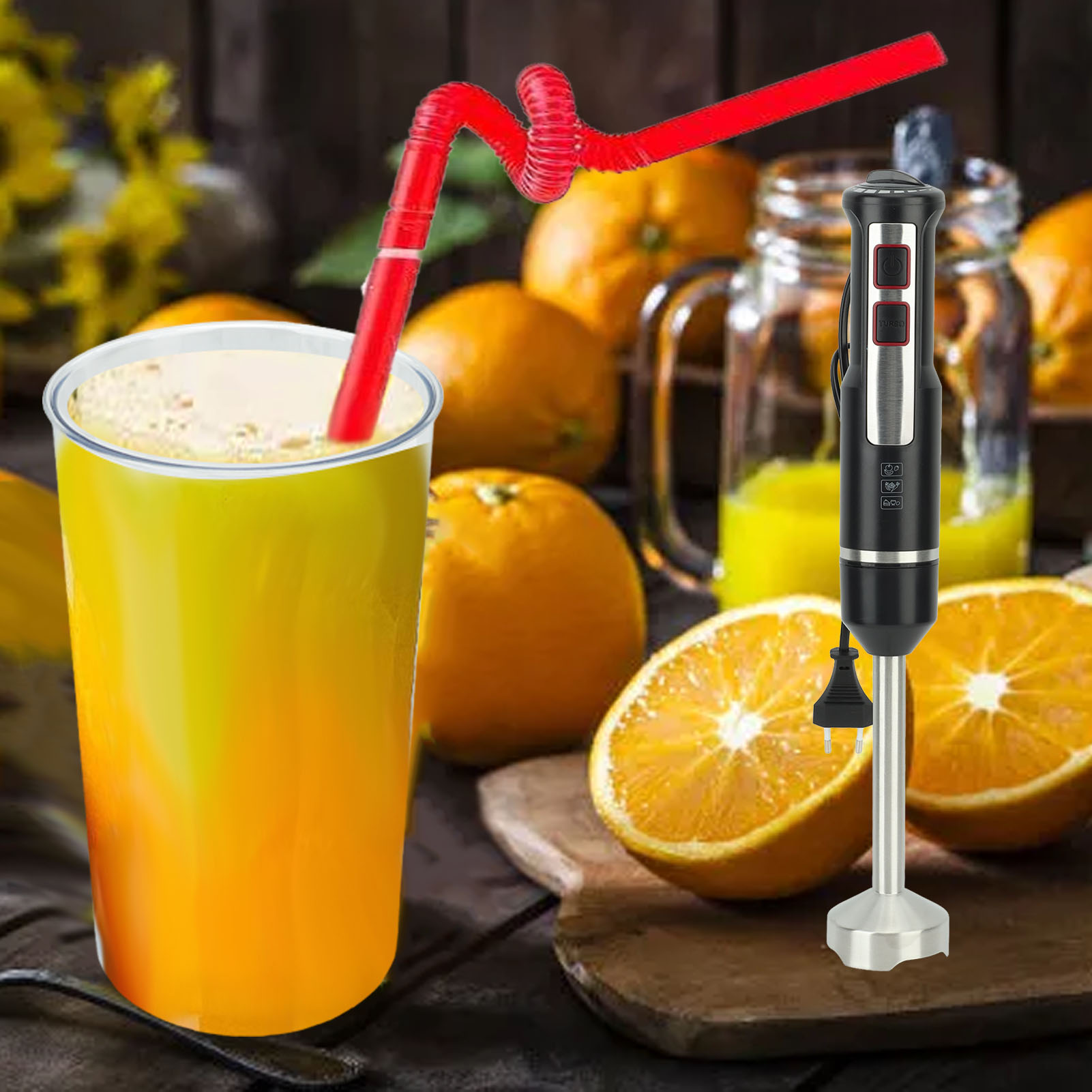 Mini-stabmixer Mit 1000 W Leistung Und Edelstahlklingen, Ideal Für Smoothies, Obst, Babynahrung Und Suppen. Europäischer Standard 220 V.