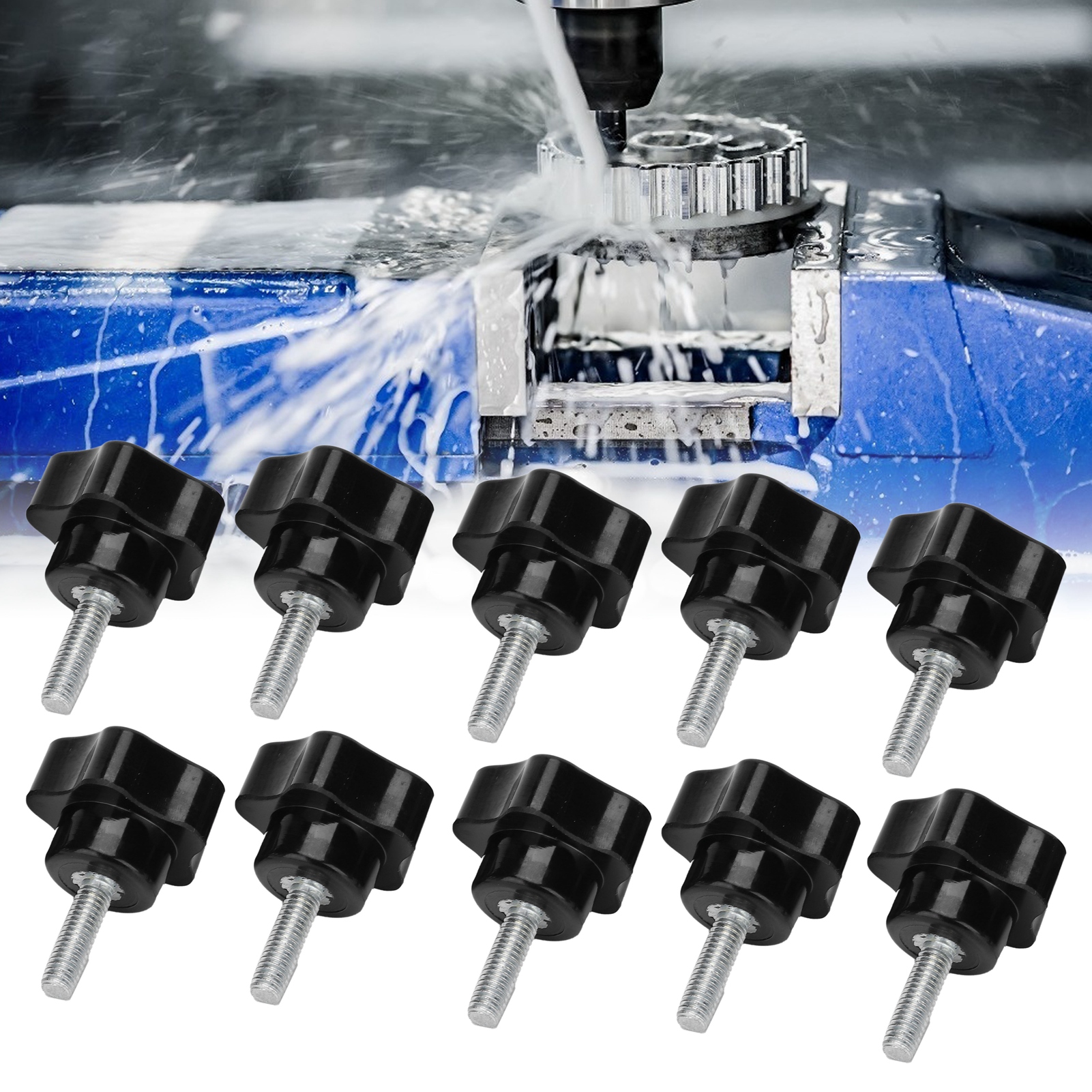 10 Handschrauben Für Industriedrehmaschinen, Fünfeckiger Sterngriff M63220