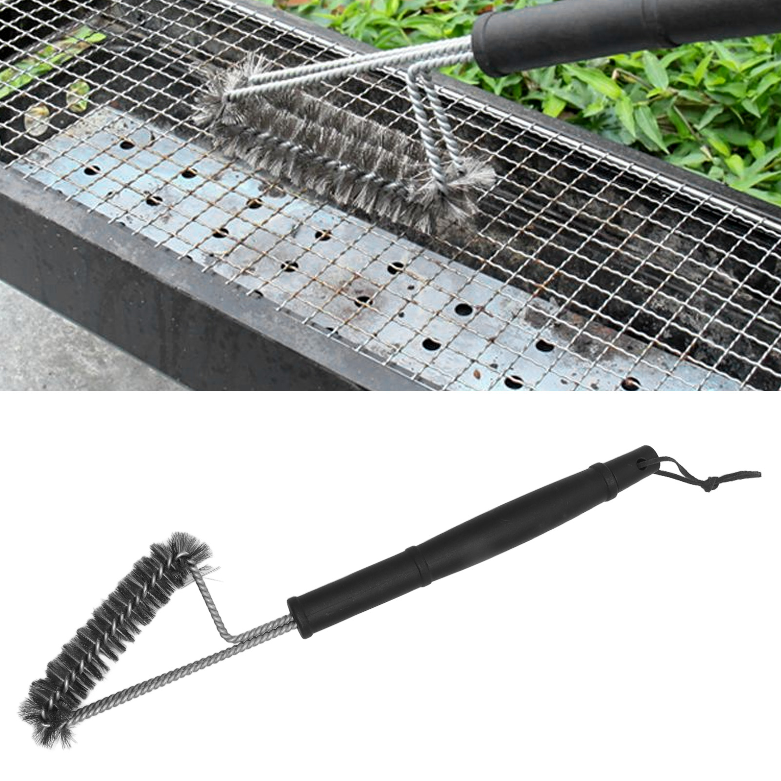 Grillreinigungsbürste Mit Langem Griff Aus Stahldraht, Edelstahlbürste, Reinigungswerkzeug Für Den Außenbereich, Dreieckige Reinigungsbürste