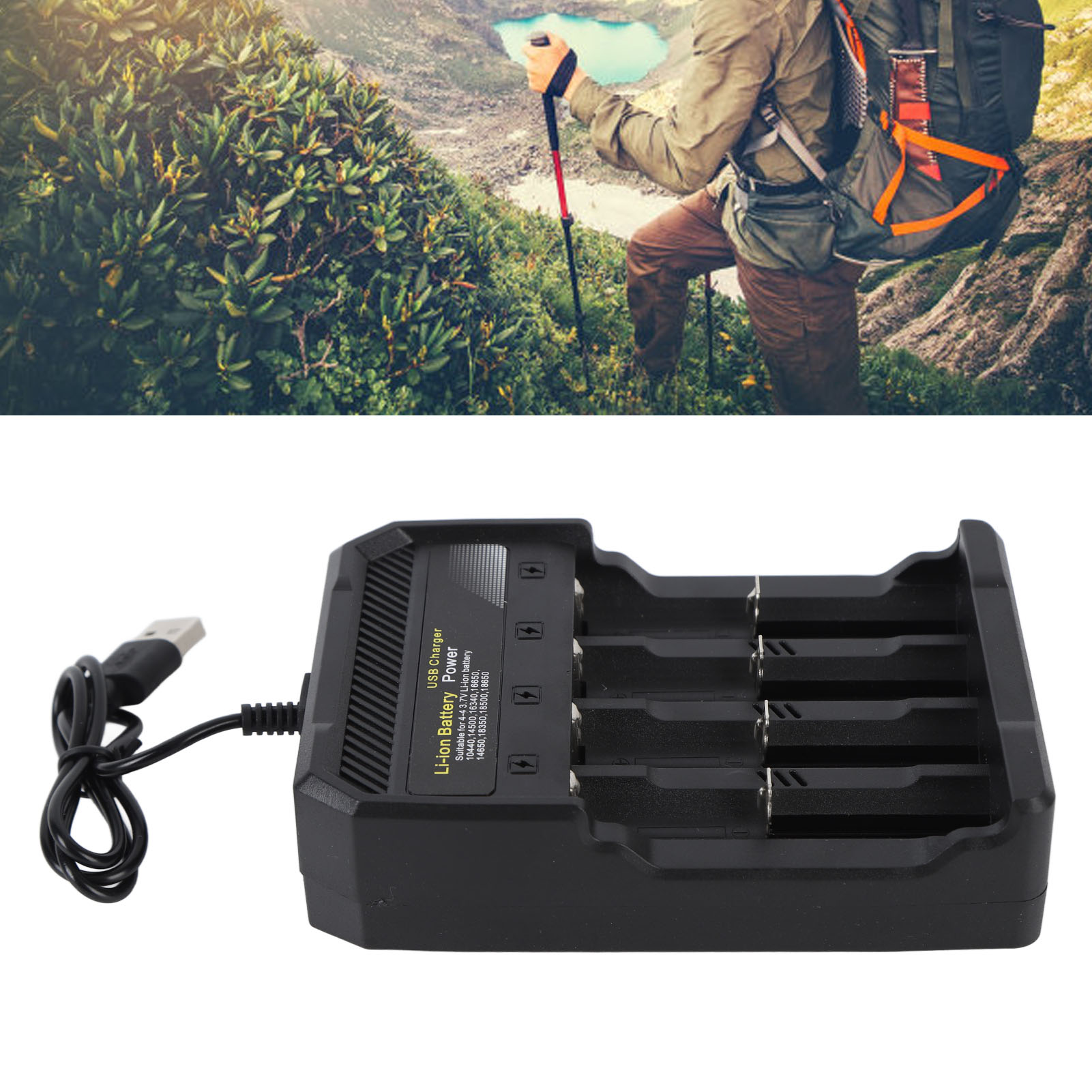Intelligentes Ladegerät Mit 4 Steckplätzen Für 18650-akkus, Lithium-akkus Und Usb-ladefunktion.