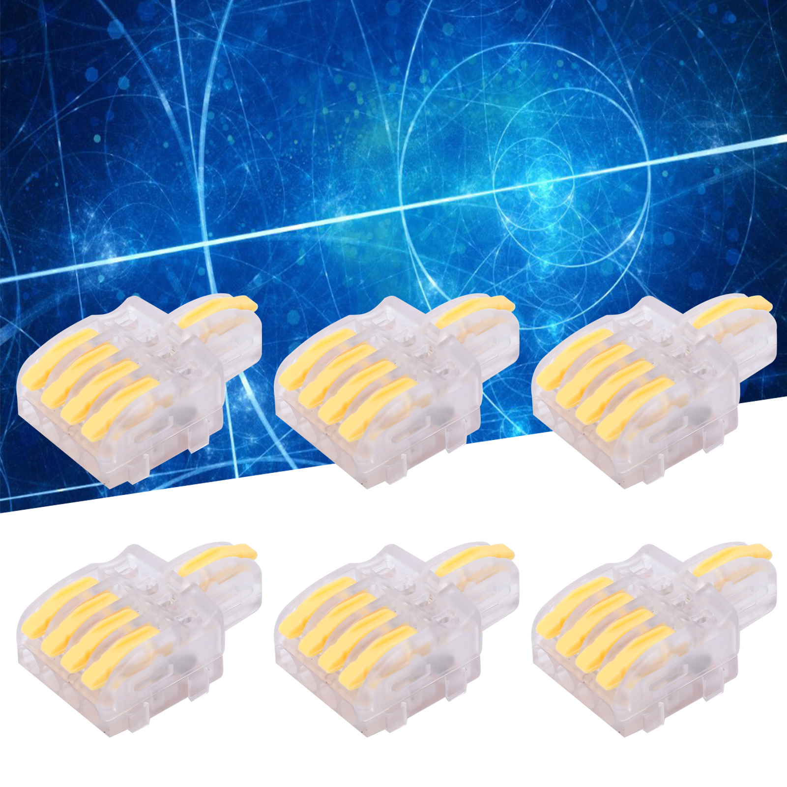 Packung Mit 20 Transparenten T-förmigen Schnellanschlussklemmen, Druckknopf-splitterverbindern, Parallelverbindern, Einem Eingang Und Vier Ausgängen, Transparent Spl-f14 Gelb