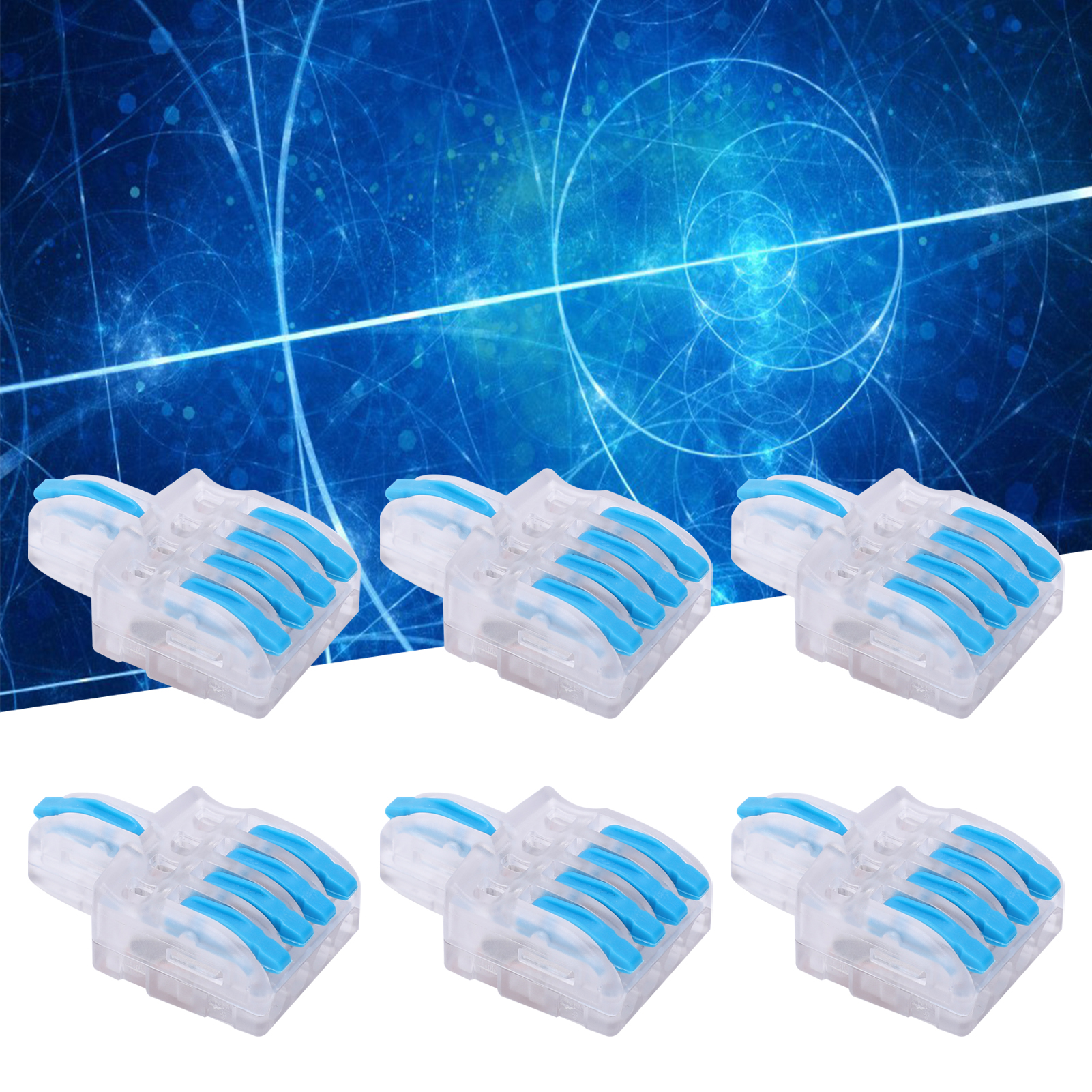 20 Transparente T-förmige Schnellanschlussklemmen, Druckknopf-splitteranschluss, Parallelanschluss, Ein Eingang Und Vier Ausgänge, Transparent Blau Spl-f14.