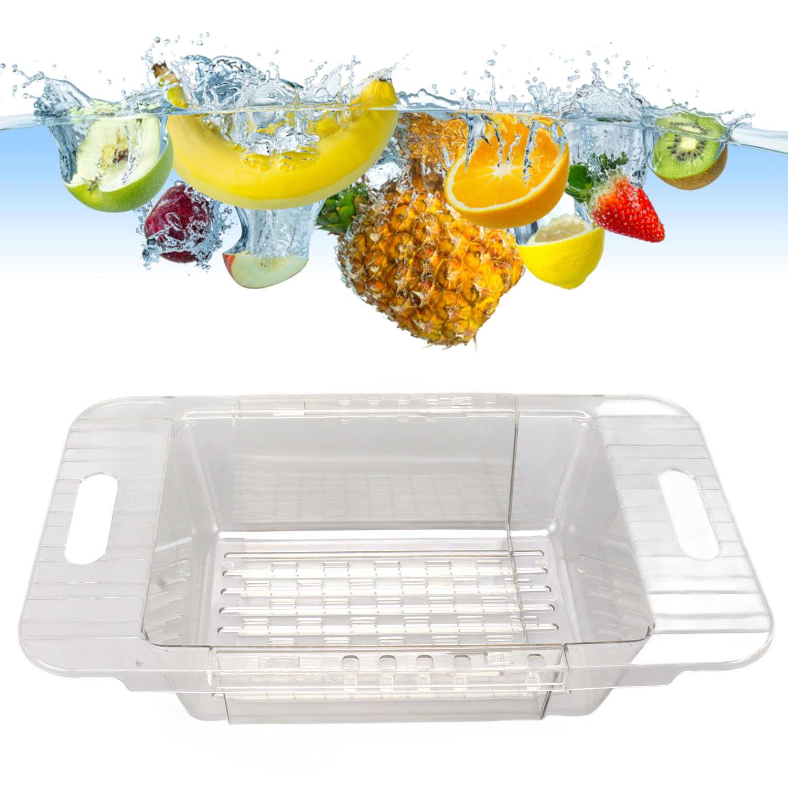 Multifunktionale Küchenspülenablage, Teleskopierbar, Halter Für Geschirrtücher Und Stahlwolle, Transparente Farbe