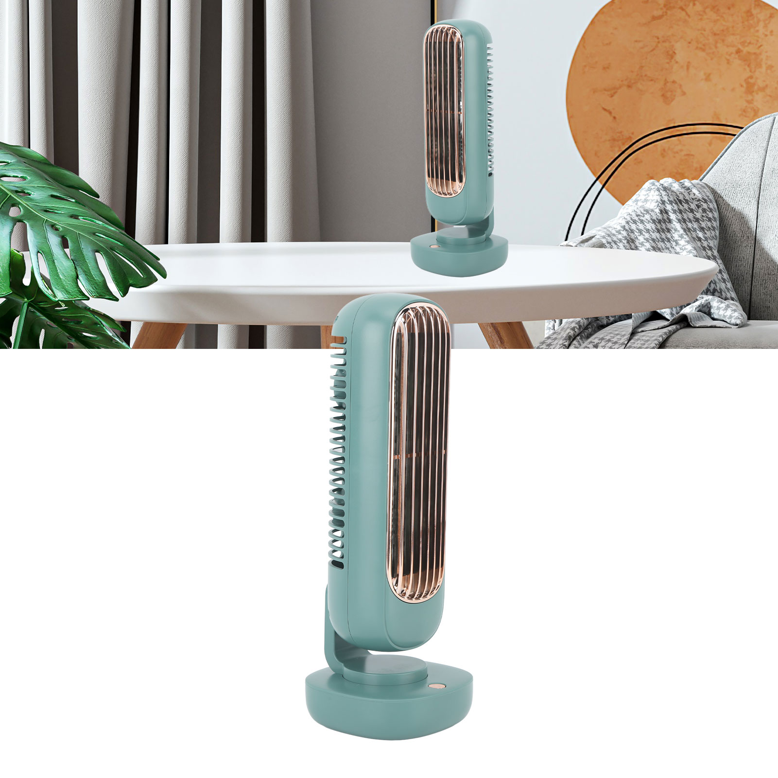 Turmventilator Mit Zwei Rotorblättern, Kleiner Tischventilator, Tragbarer, Wiederaufladbarer Usb-ventilator, Leistungsstarker, Leiser Ventilator.