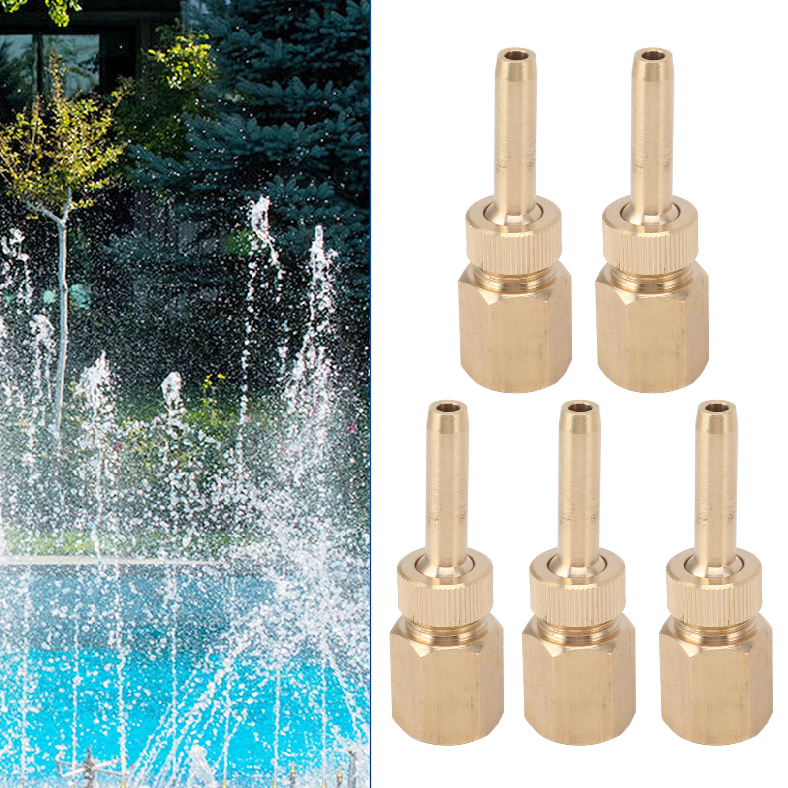 Set Aus 5 Universellen Kupferdüsen Für Springbrunnen Und Künstliche Teiche, Mit Dc-ventilen, Für Landschaftsgestaltung Und Wasserspiele.