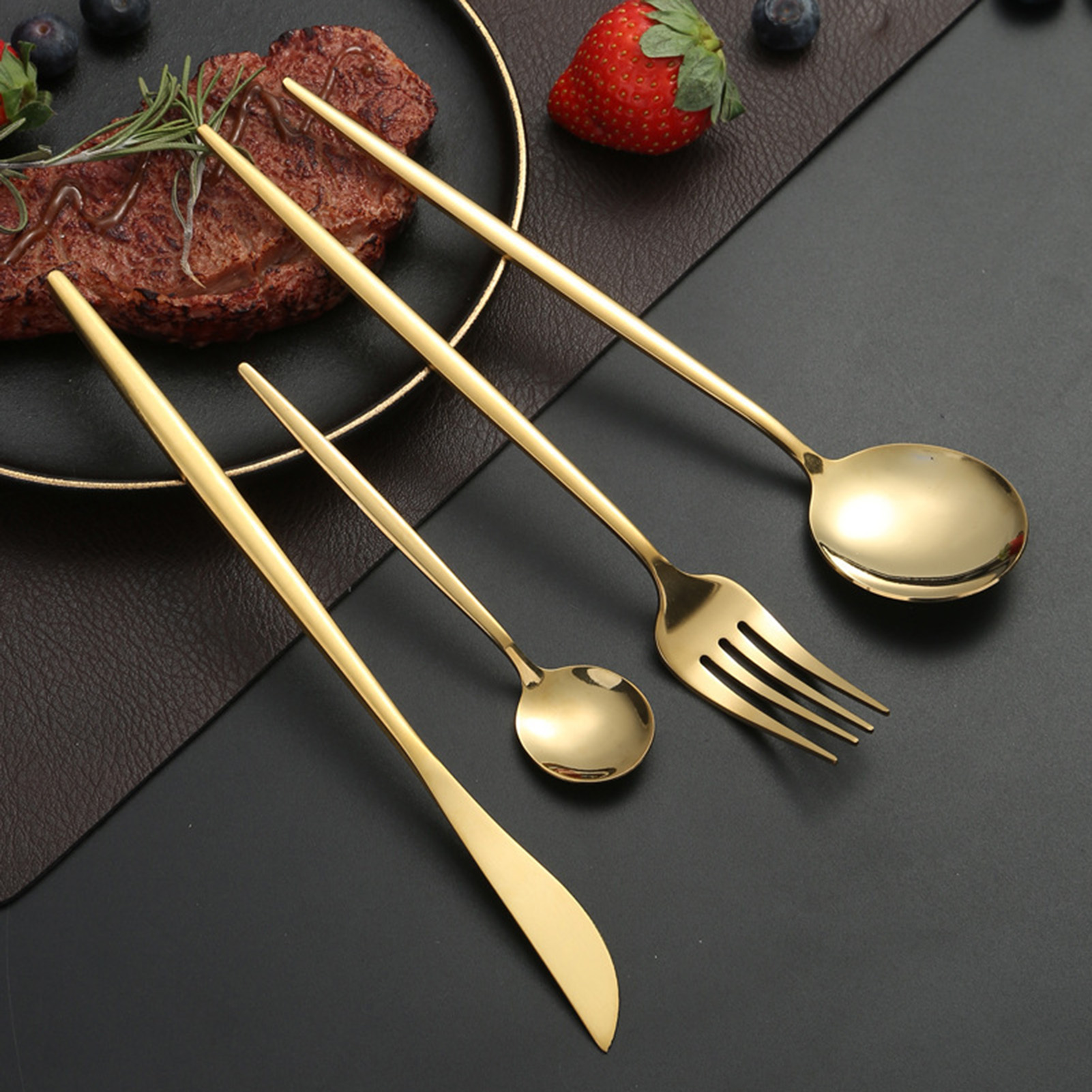 4-teiliges Besteckset, Gold