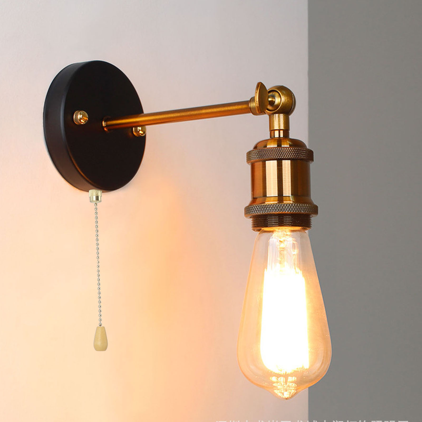 Retro E27/e26 Wandlampenfassung, Klassische Matte Goldene Wandleuchte, Nachttischlampe Mit Schalter Und Verstellbarem Lampenkopf Für Dekorative Schlafzimmerbeleuchtung.
