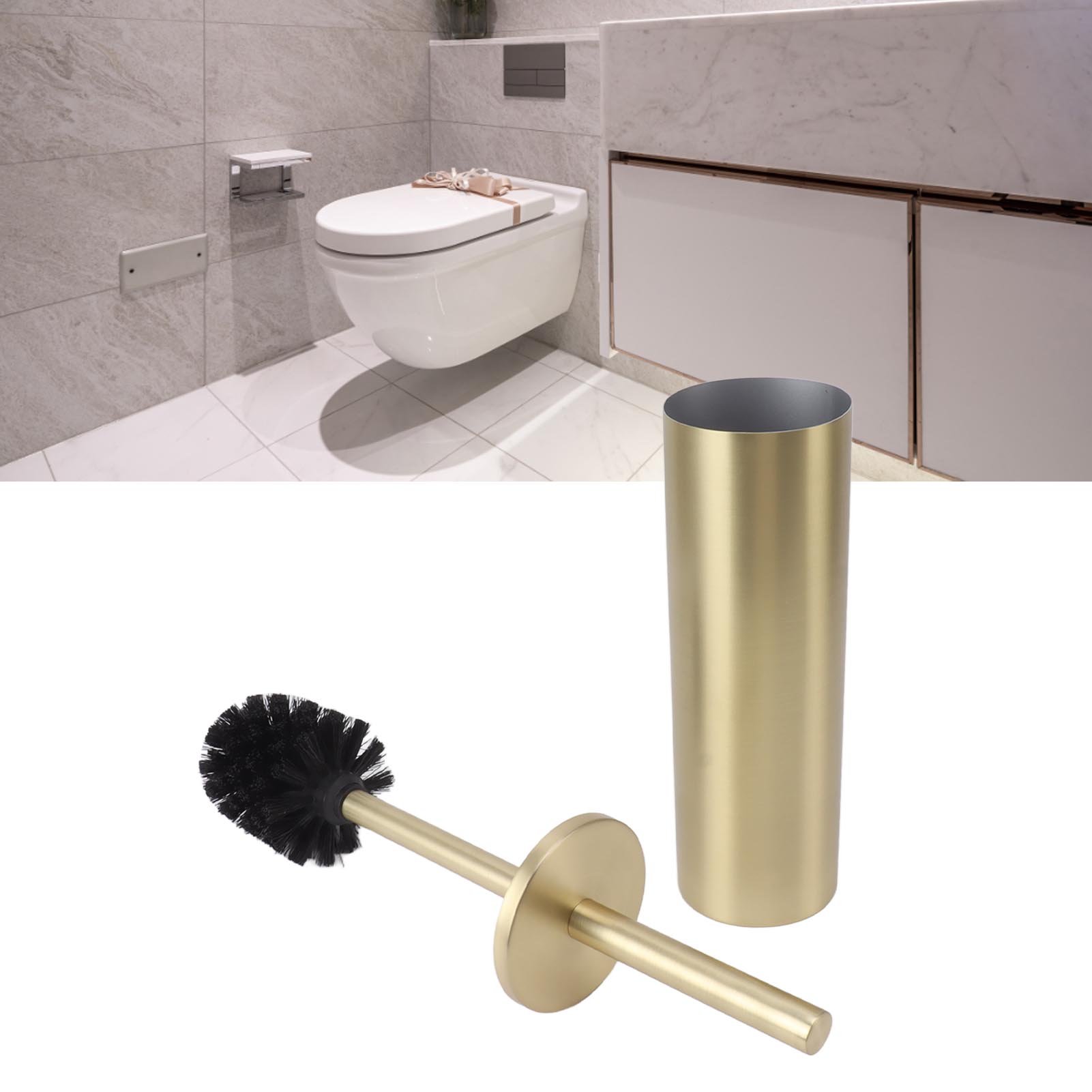 Wc-reinigungsbürsten-set, Edelstahl-bodenbürstenhalter, Rund, Goldfarben.