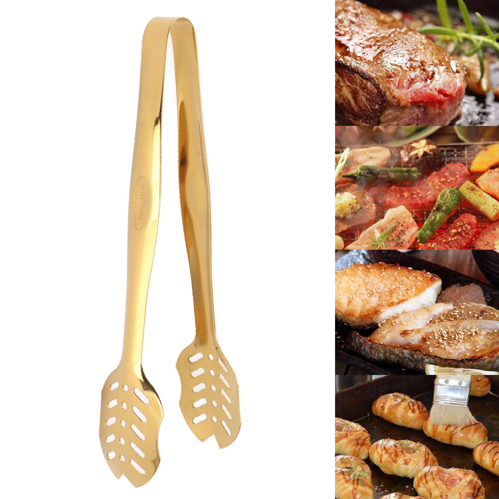Edelstahl-gastronomiezange Für Brot, Desserts, Grillgerichte, Grillfleisch, Steaks Und Alltägliche Speisen.