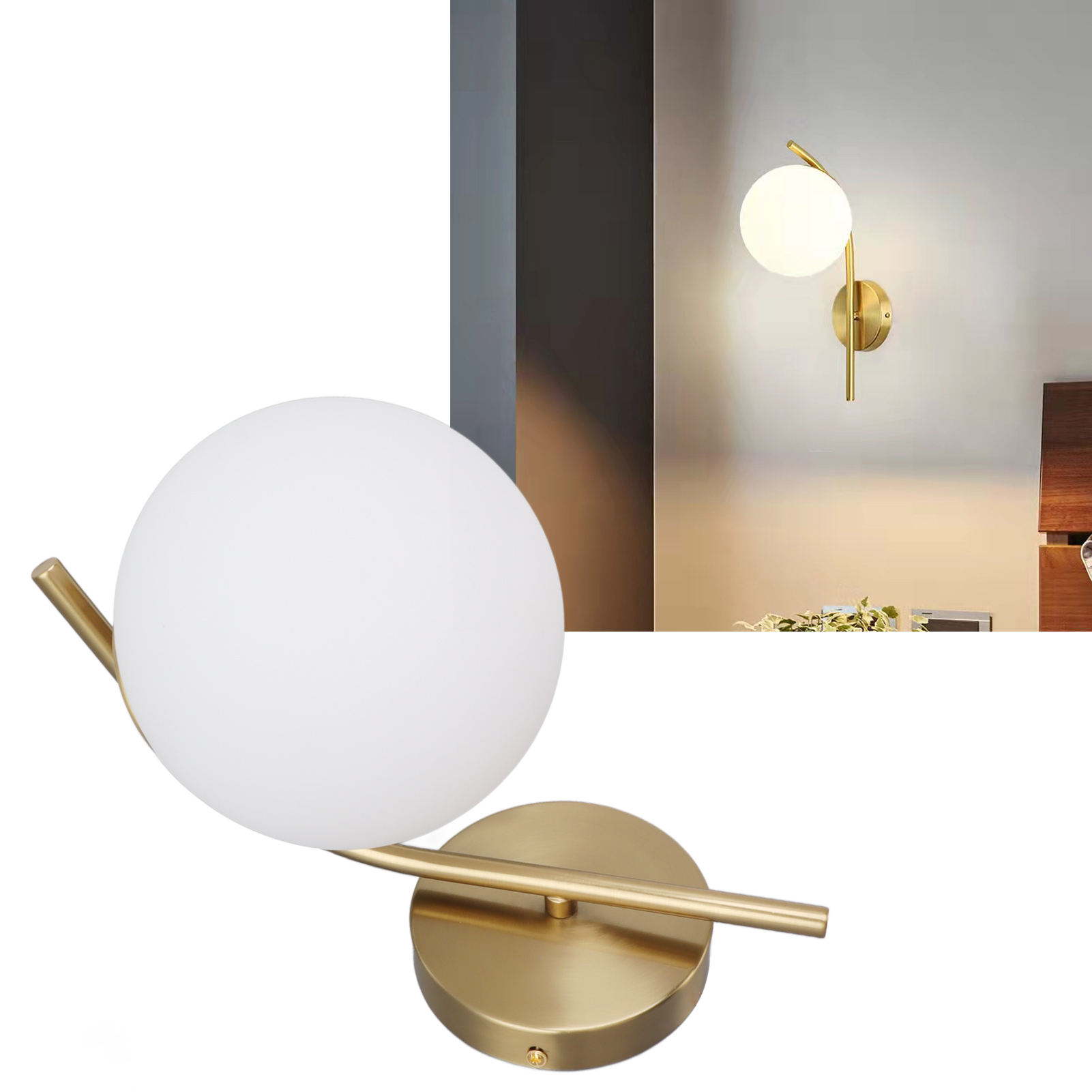 Glaswandleuchte, Innenwandleuchte, Glasschutz, Metallsockel, E27/e26-fassung, Für Schlafzimmer, Nachttisch, Wohnzimmer, Hintergrundwandleuchte, Flurwandleuchte.