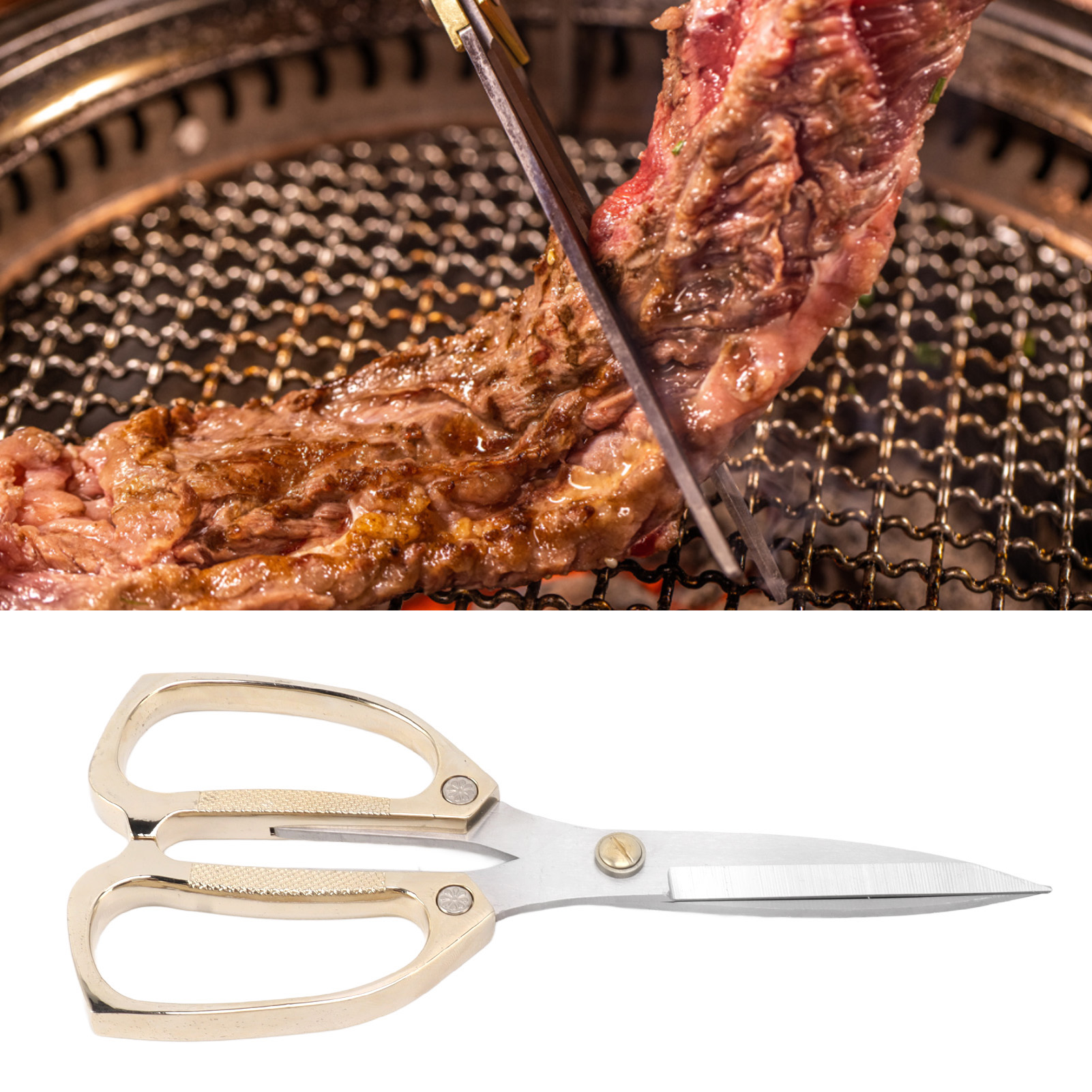 Multifunktionale Und Scharfe Grillschere, Einfach Zu Bedienende Küchenschere, Vergoldete H-7 Mehrzweckschere