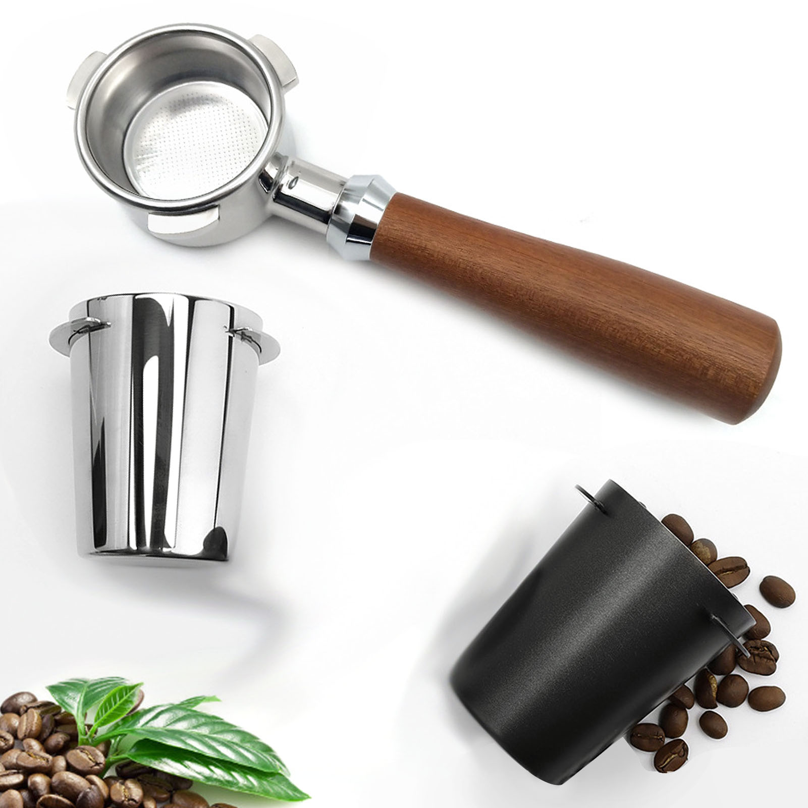 Bodenloser Italienischer Espressomaschinengriff, Edelstahlfilter, Zubehör Für Espressomaschinengriffe (drei Griffe, Mahagoni, 54 Mm)