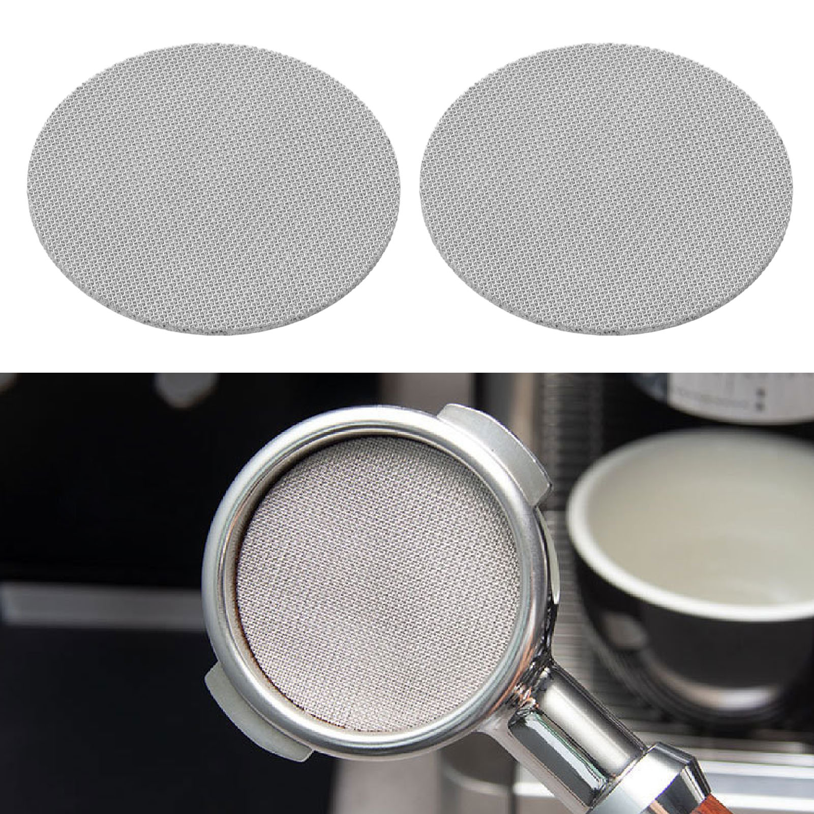 Edelstahl-filterhalter Für Kaffeemaschine, Zusätzliches Wasserverteilungsgitter, Kaffeefilter, Griff, Filterplatte, 1 Mm Dick, 58 Mm Durchmesser