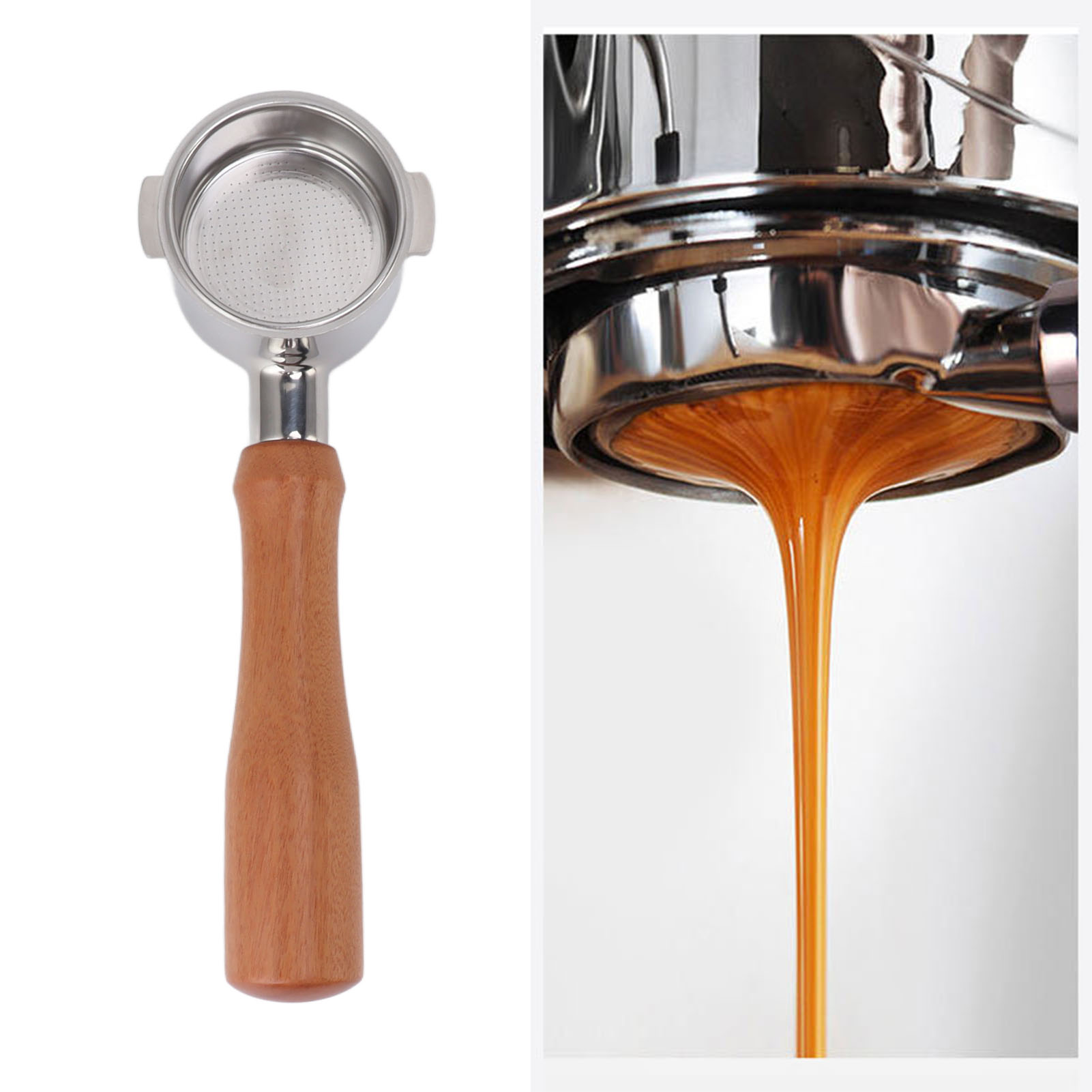 De'longhi Ec0310 Bodenloser Zweiohr-griff, Edelstahl, 51 Mm Kaffeegriff Im E-stil, Rosenholz.