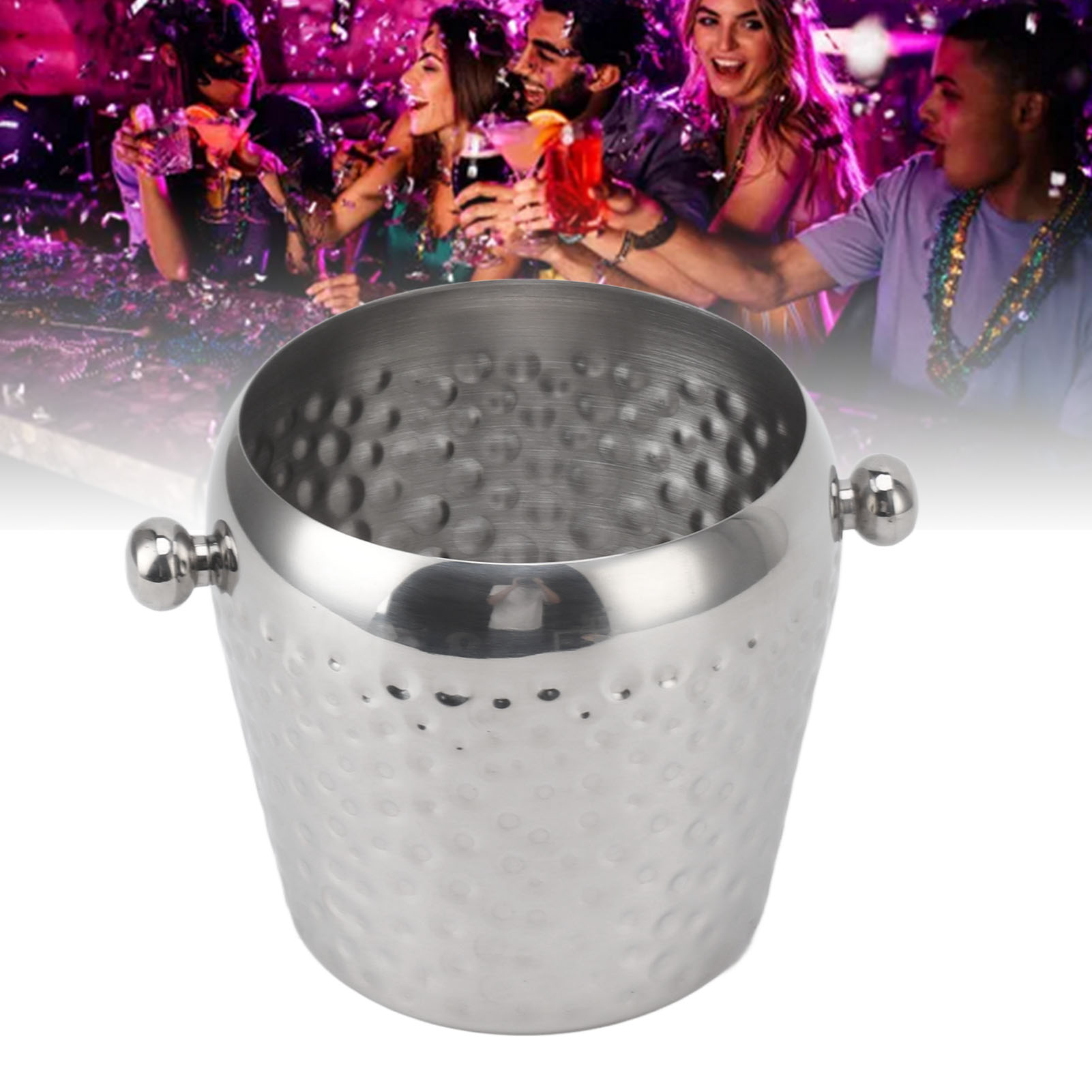 1-liter-eiskübel, Eiswürfelgranulat, Mini-eiskübel, Silberner Eiskübel Im Hammer-design