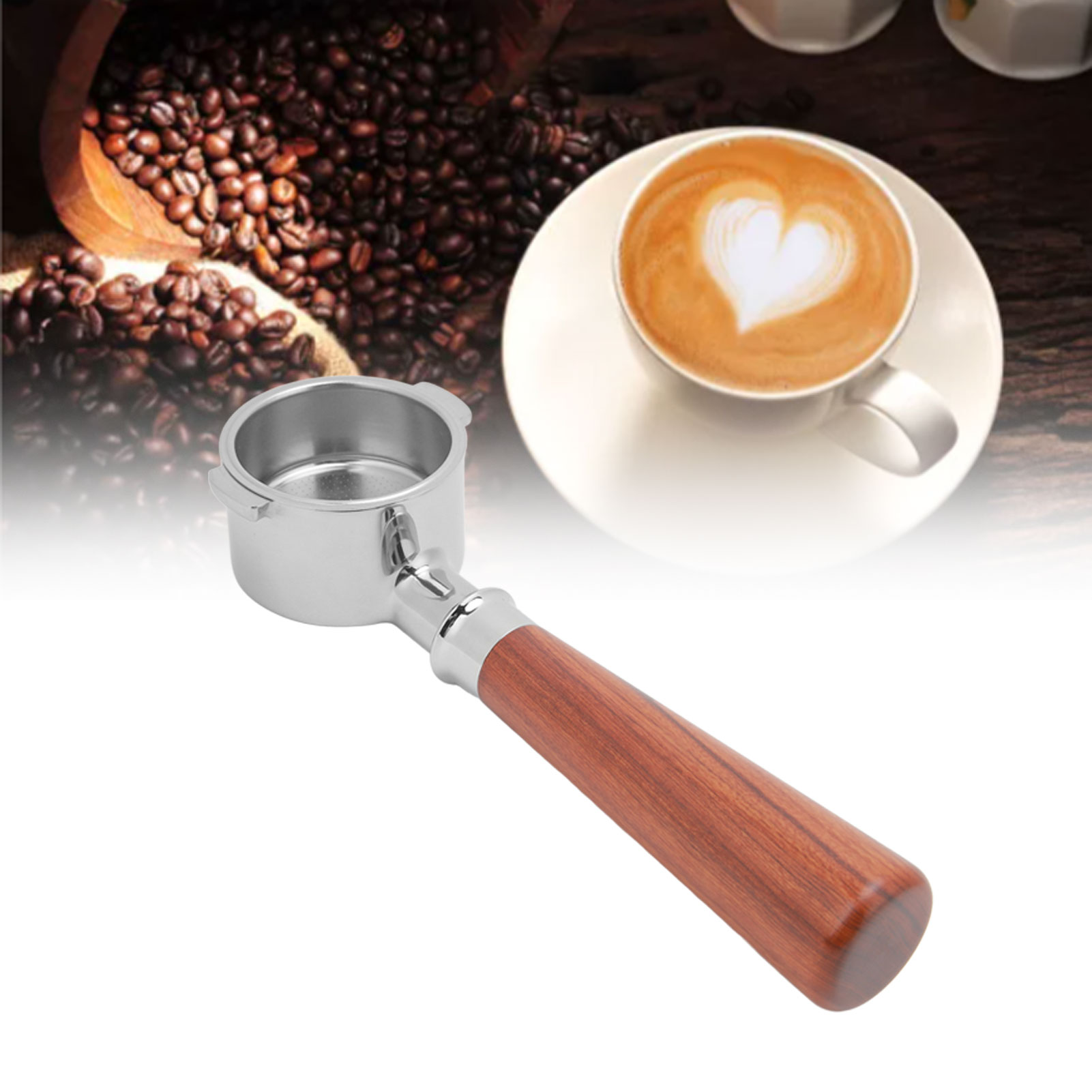 De'longhi Eco310 Kaffeekanne, 51 Mm, Edelstahlgriff, Modell A1, Rosenholzgriff Mit Zwei Griffschalen, Ohne Boden
