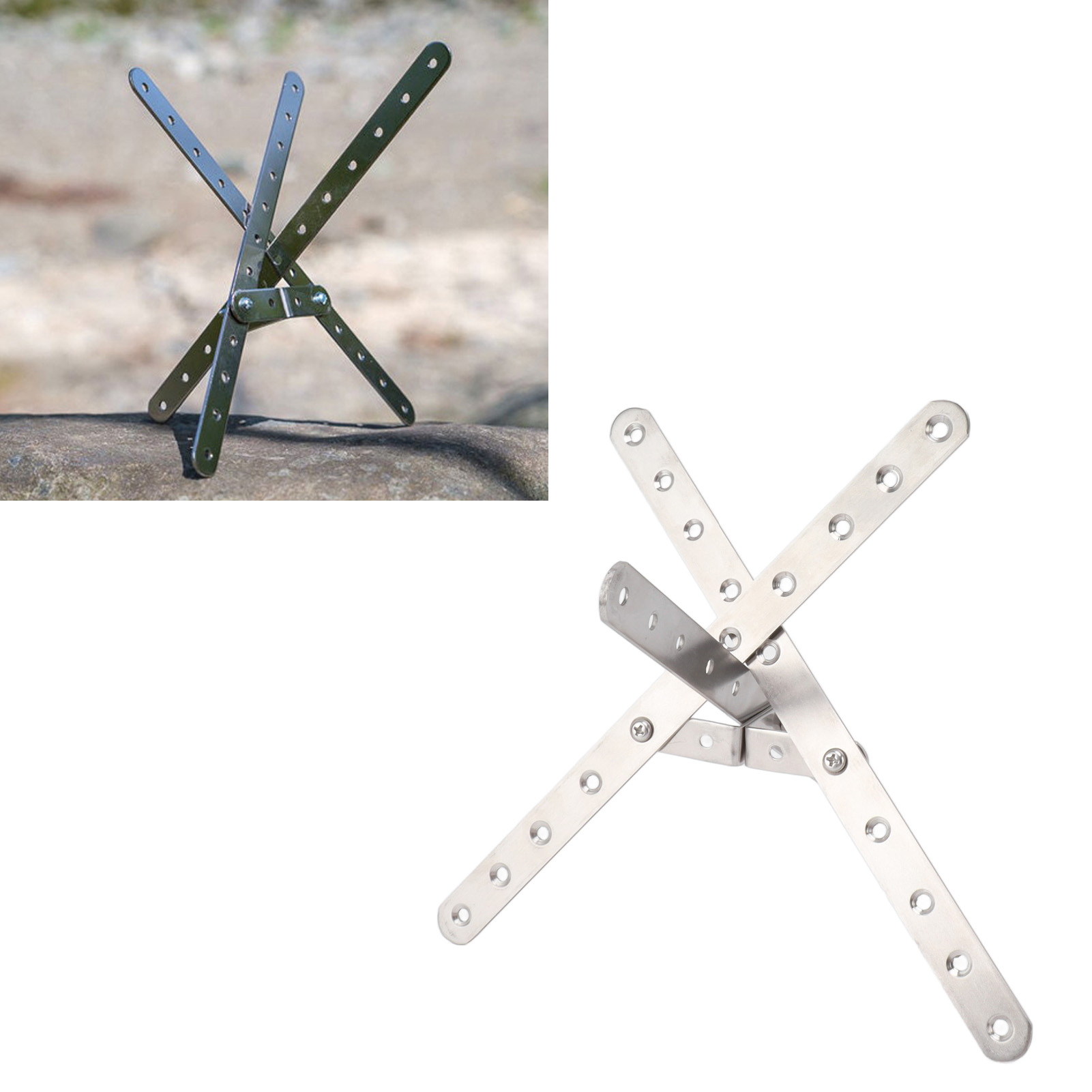 Camping-feuerstelle Mit Grill, Holzaufbewahrung, Feuerschale, Belüftungsrost, Holzofen Und Anzünder/verbrennungshilfe Aus Edelstahl
