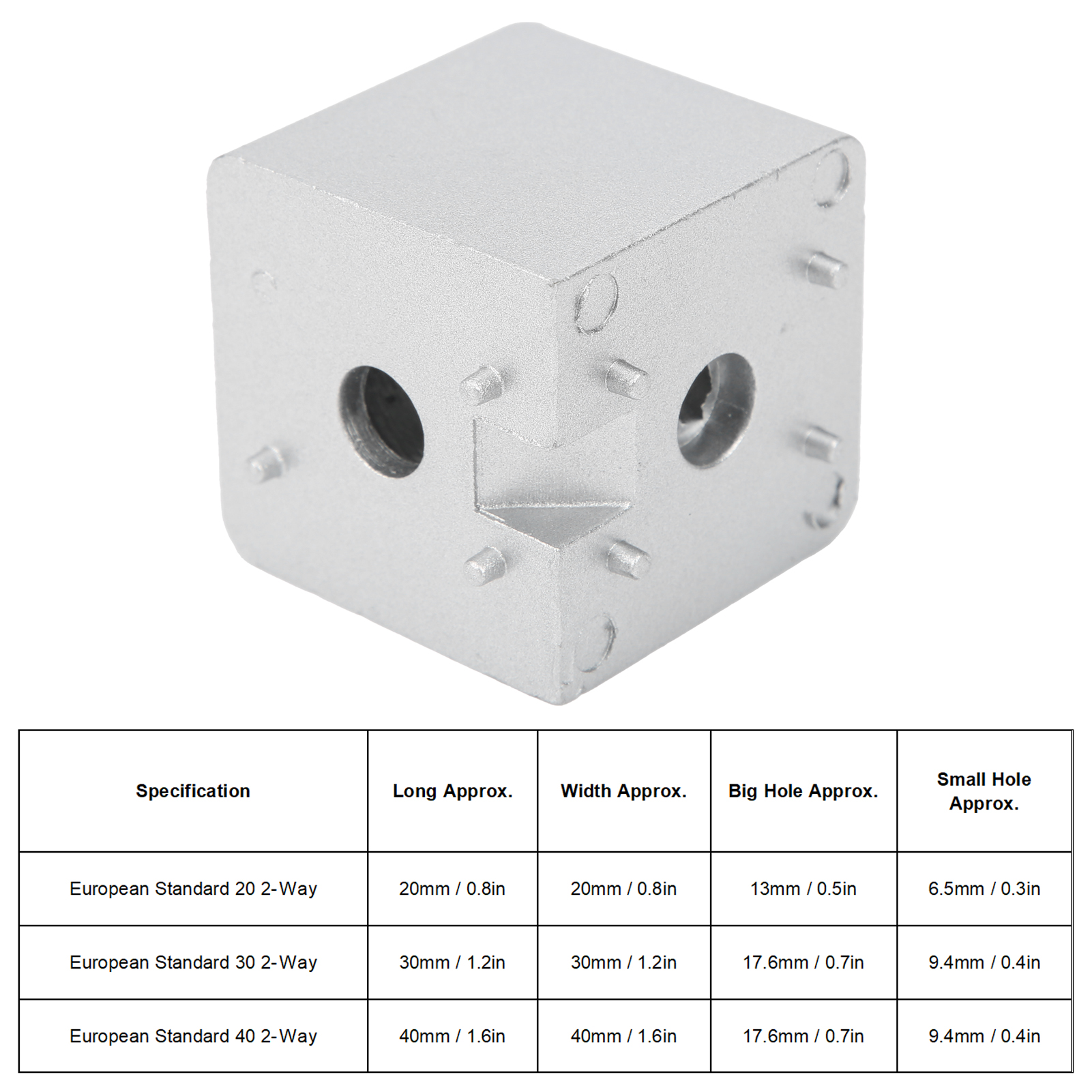 Zweiwege-y-winkelverbinderblock, Aluminiumprofil Typ 20 30-40, Dreiwege-verbinderblock, Zweiwege-winkelverbinder, Zweiwege-standardverbinder 40