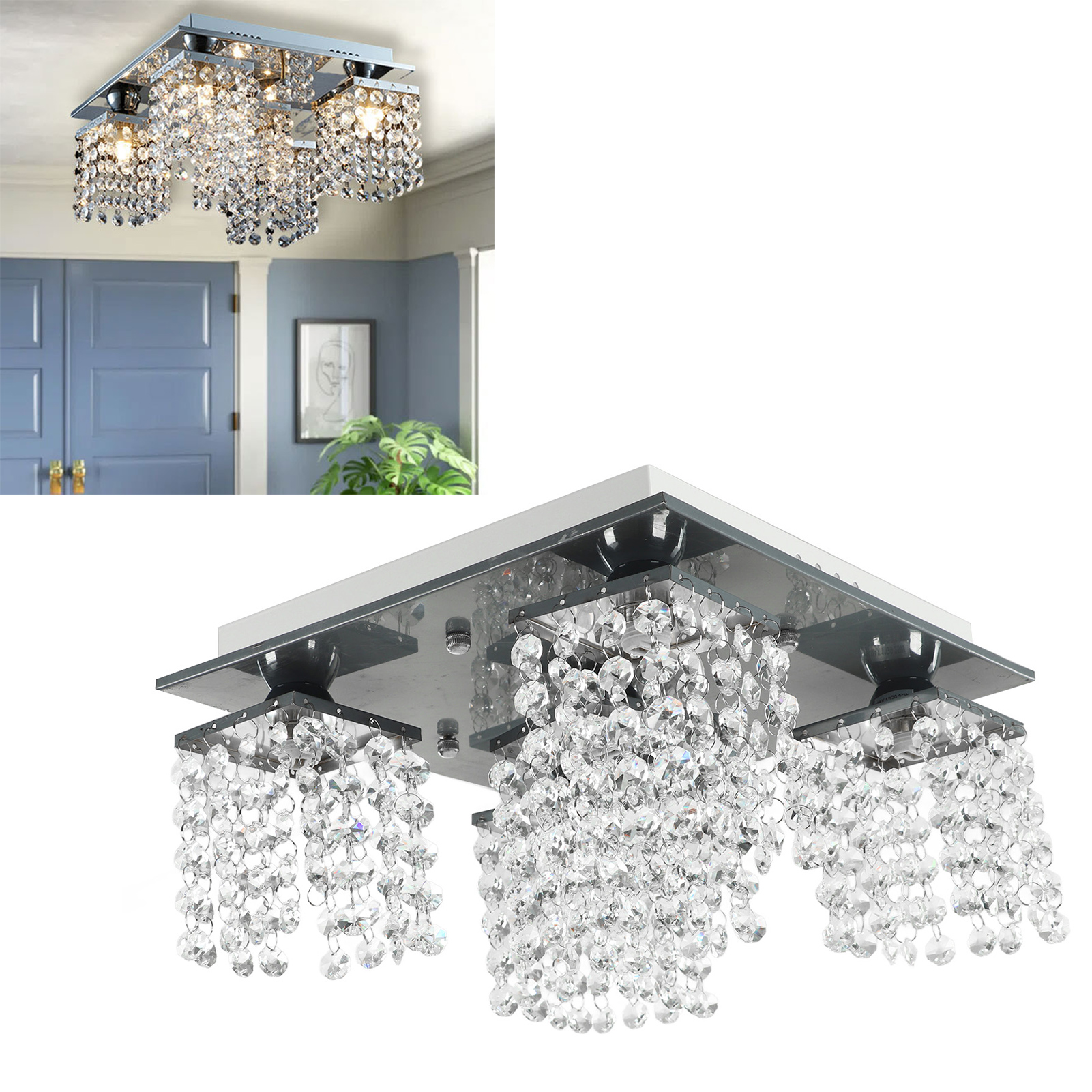 Kristall-deckenleuchte, Moderne Deckenleuchte, Kristall-g9-fassung, Tropfenförmige Pendelleuchte
