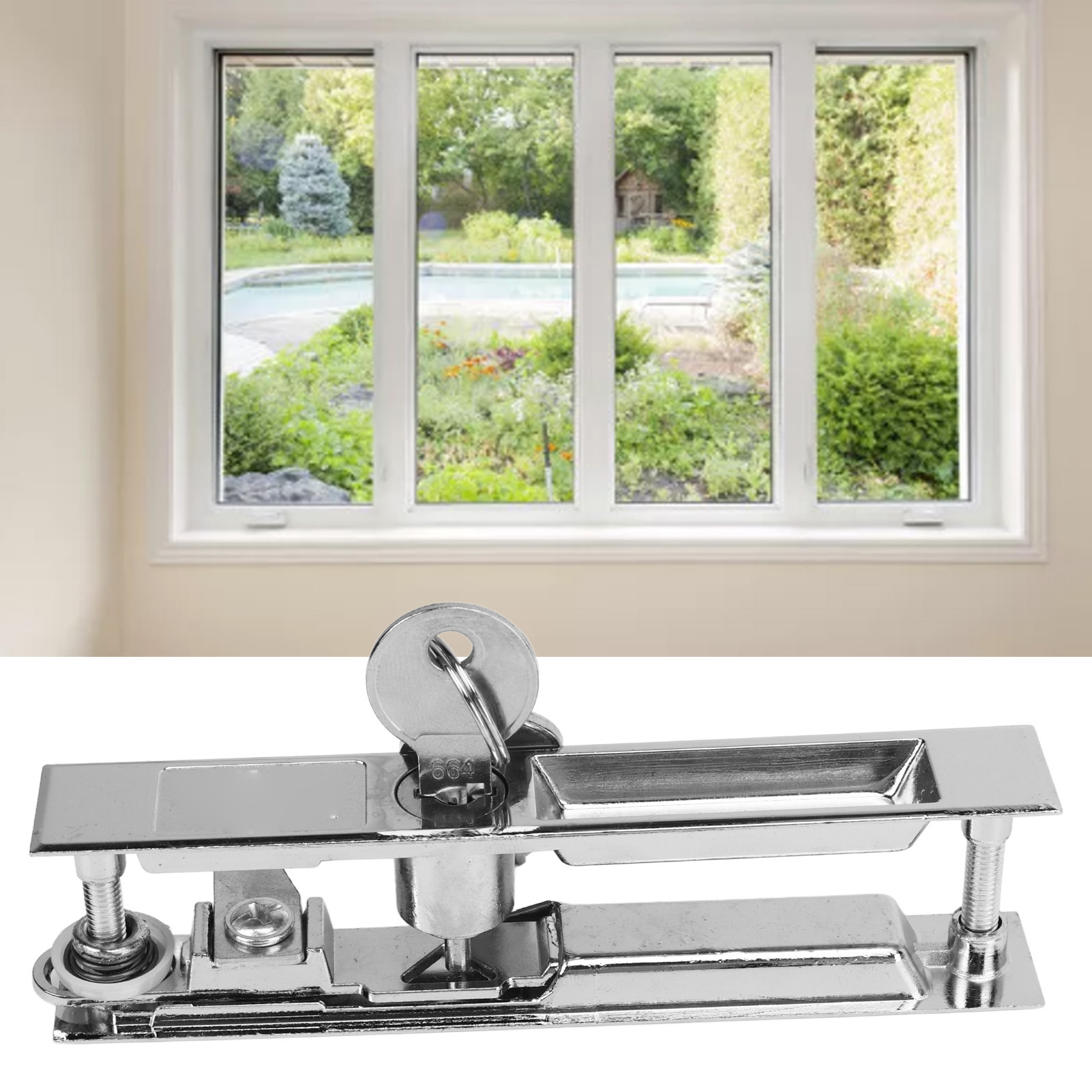 Typ 70, Älteres Modell, Aus Aluminiumlegierung, Für Schiebetüren Und -fenster. Doppelseitiger Hakenverschluss Für Schiebefenster. Diebstahlsicherung. Schiebetür Mit Schlüsselschloss.