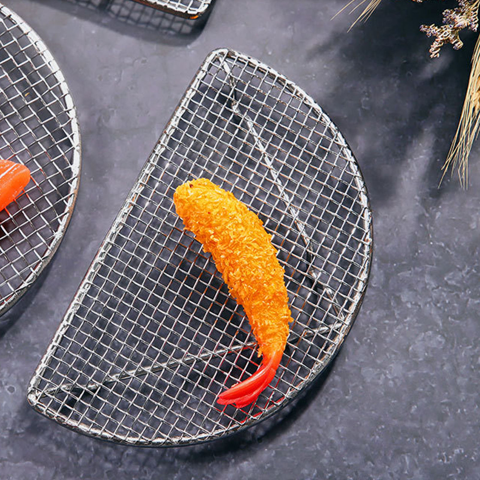 Mittlerer, Halbkreisförmiger Kühlrost, 18 Cm, Für Grillgut, Frittiertes, Tempura Und Andere Frittierte Speisen.