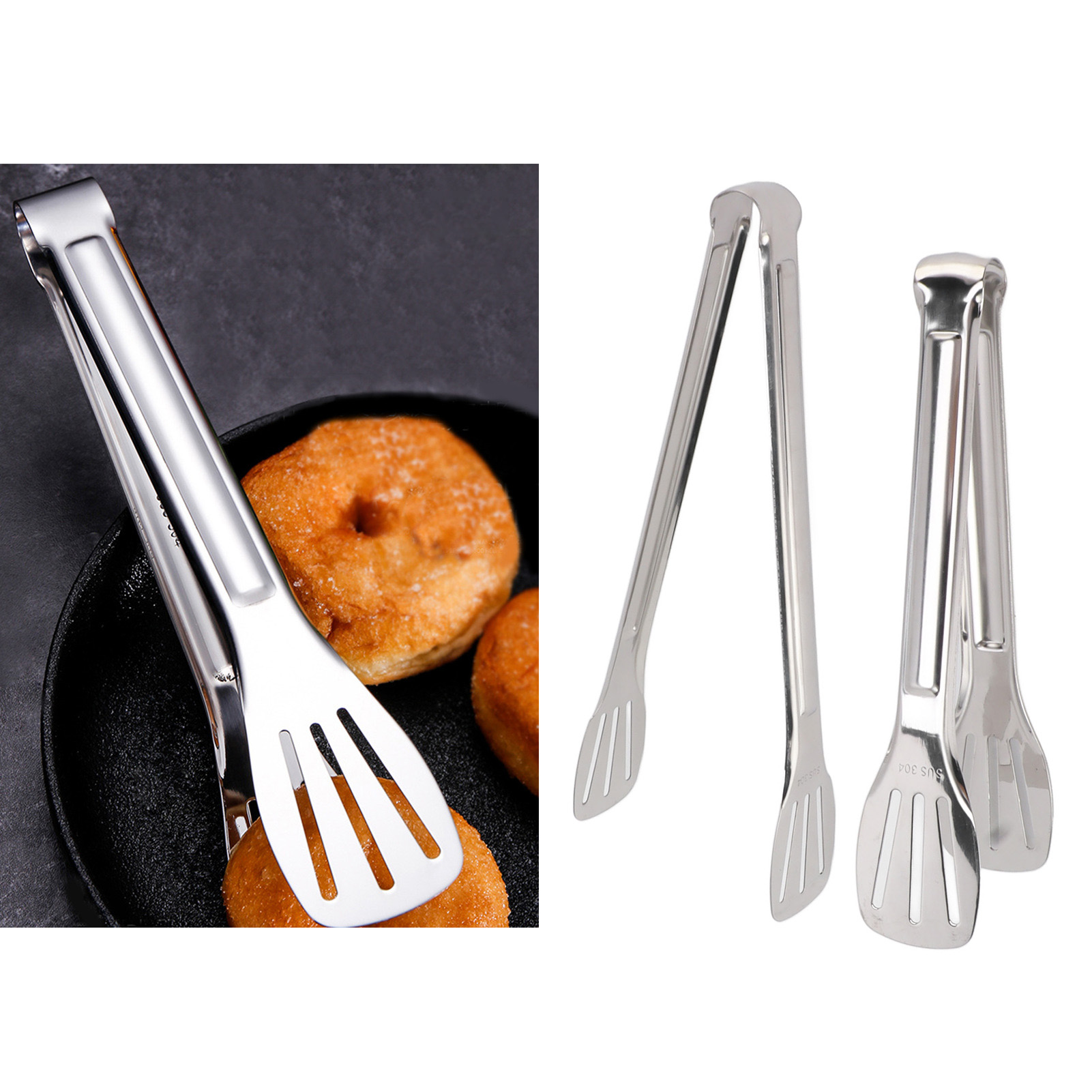 Kleine (23 Cm) + Große (28 Cm) Küchenzange, Grillzange, Steakzange, Brotzange