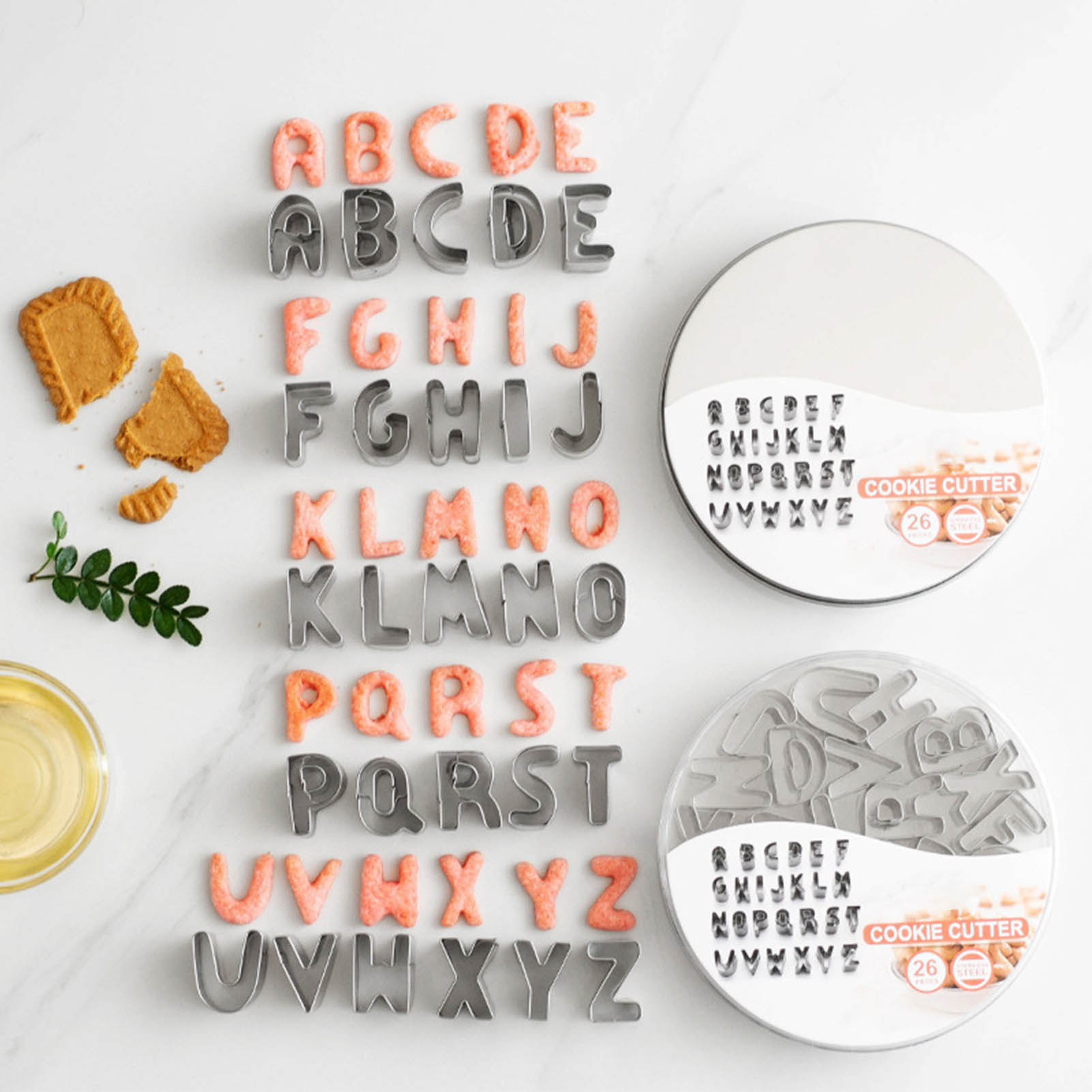Aluminiumdose, Edelstahl-ausstecher Mit 26 Buchstaben, Für Selbstgebackenes Gebäck.
