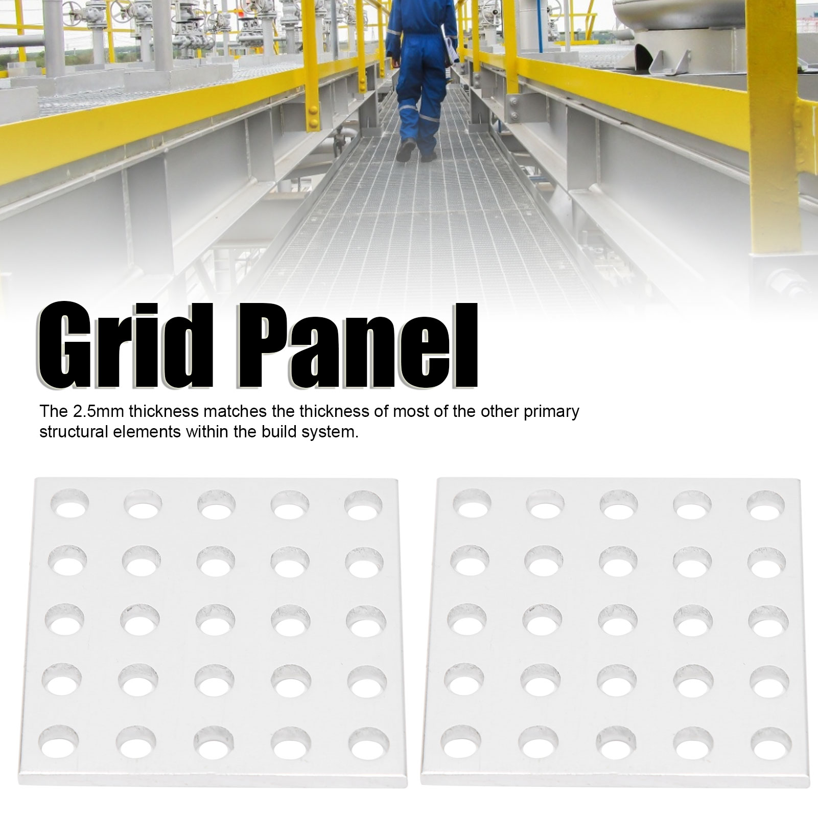 2 Perforierte Aluminium-gitterplatten 3116-0040-0040, 5 X 5 Löcher