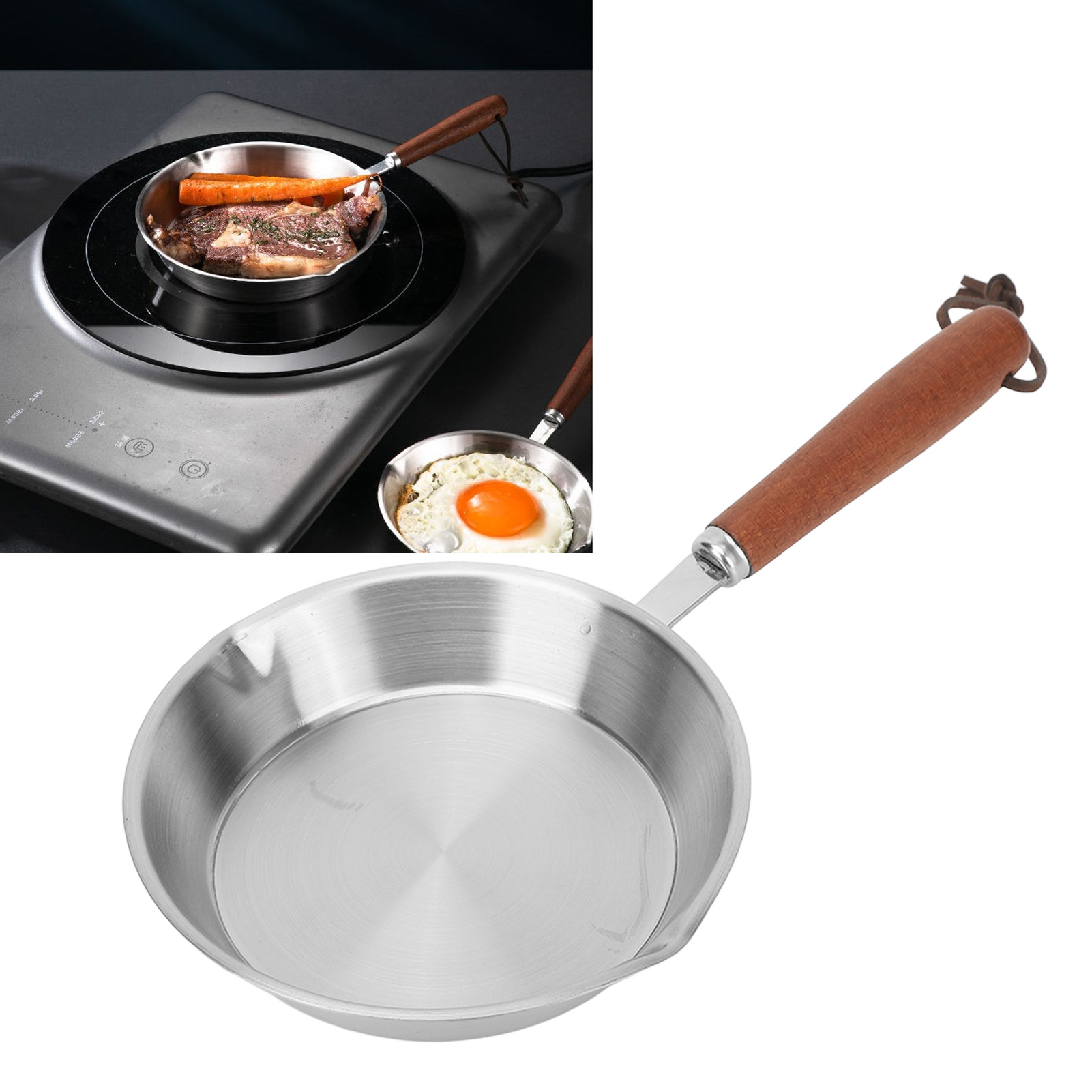 Mini-bratpfanne Aus Edelstahl, Flacher Boden, Geeignet Für Den Privaten Und Professionellen Gebrauch, Unbeschichtet, Antihaftbeschichtet, Kompatibel Mit Gas- Und Induktionsherden, 12 Cm.