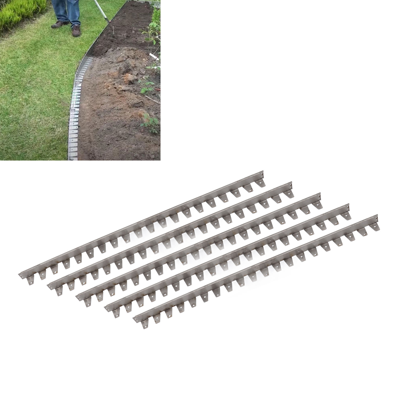 Edelstahl-trennstreifen Für Gras Und Steine, Rasentrennstreifen Und Wassersperren Für Die Landschaftsgestaltung (50 Mm 50 Mm 1,0 Mm)